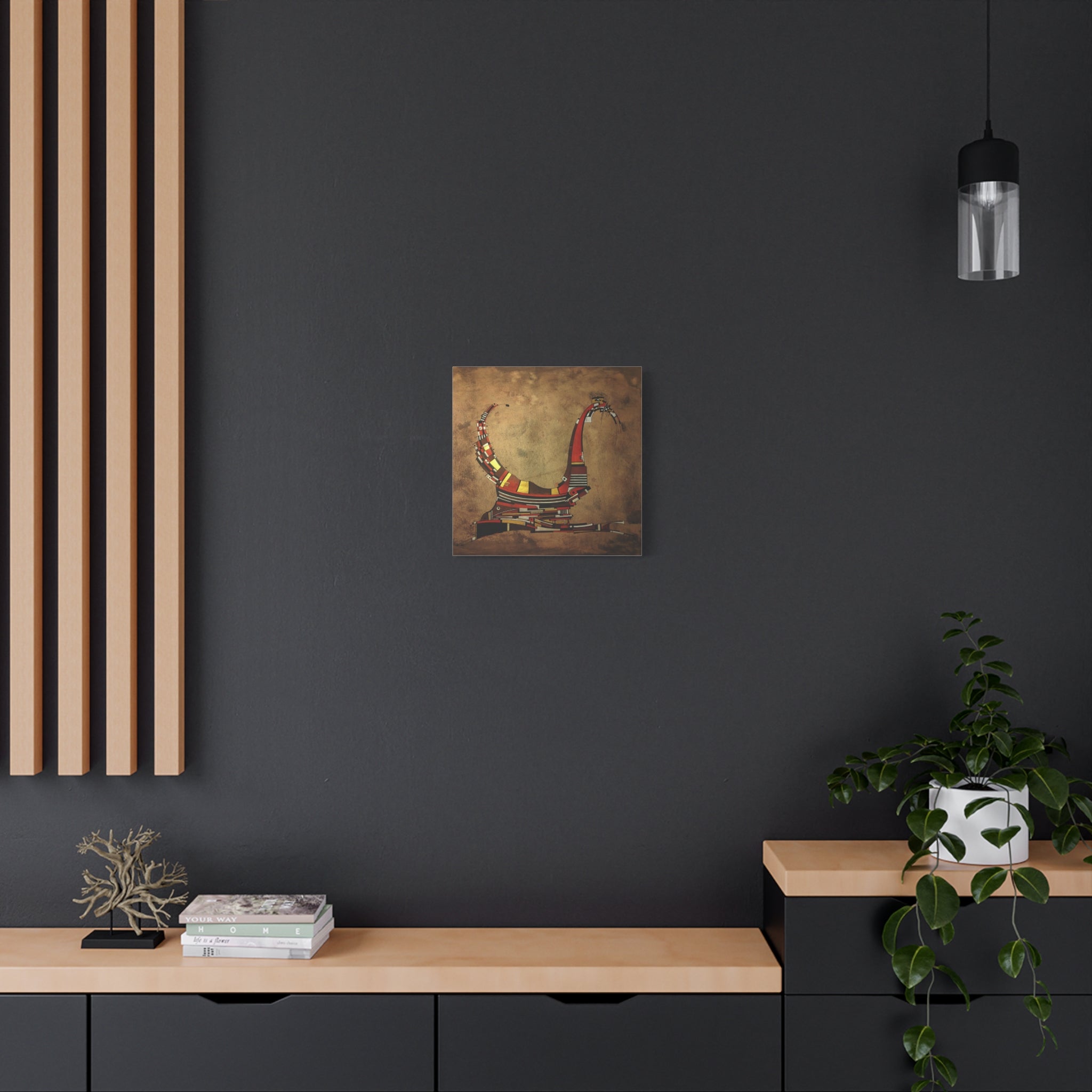 Figurative Geometric Matte Canvas Art Name is "Simurg"