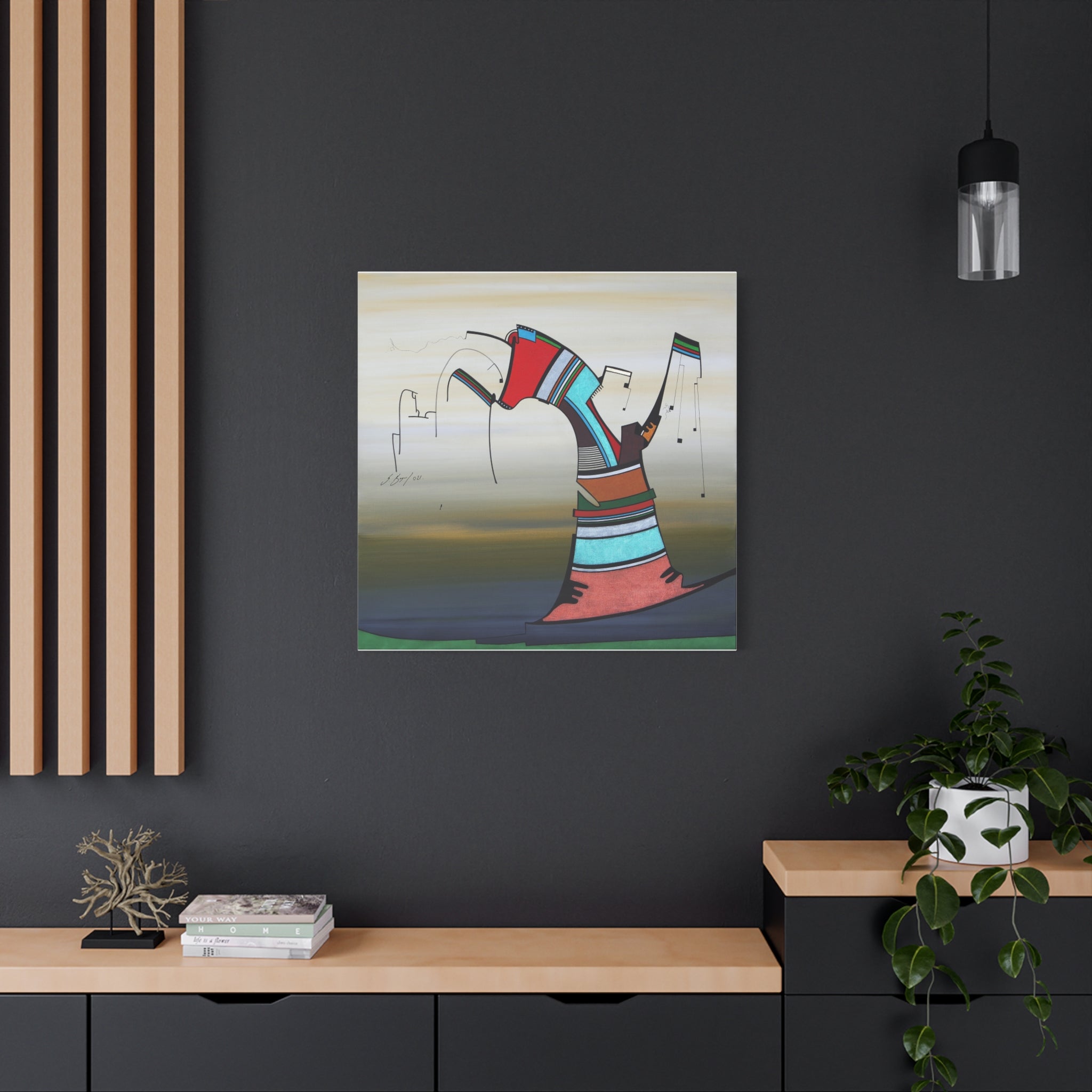 Copy of Figurative Geometric Matte Canvas Art Name is "Praying Mantis"