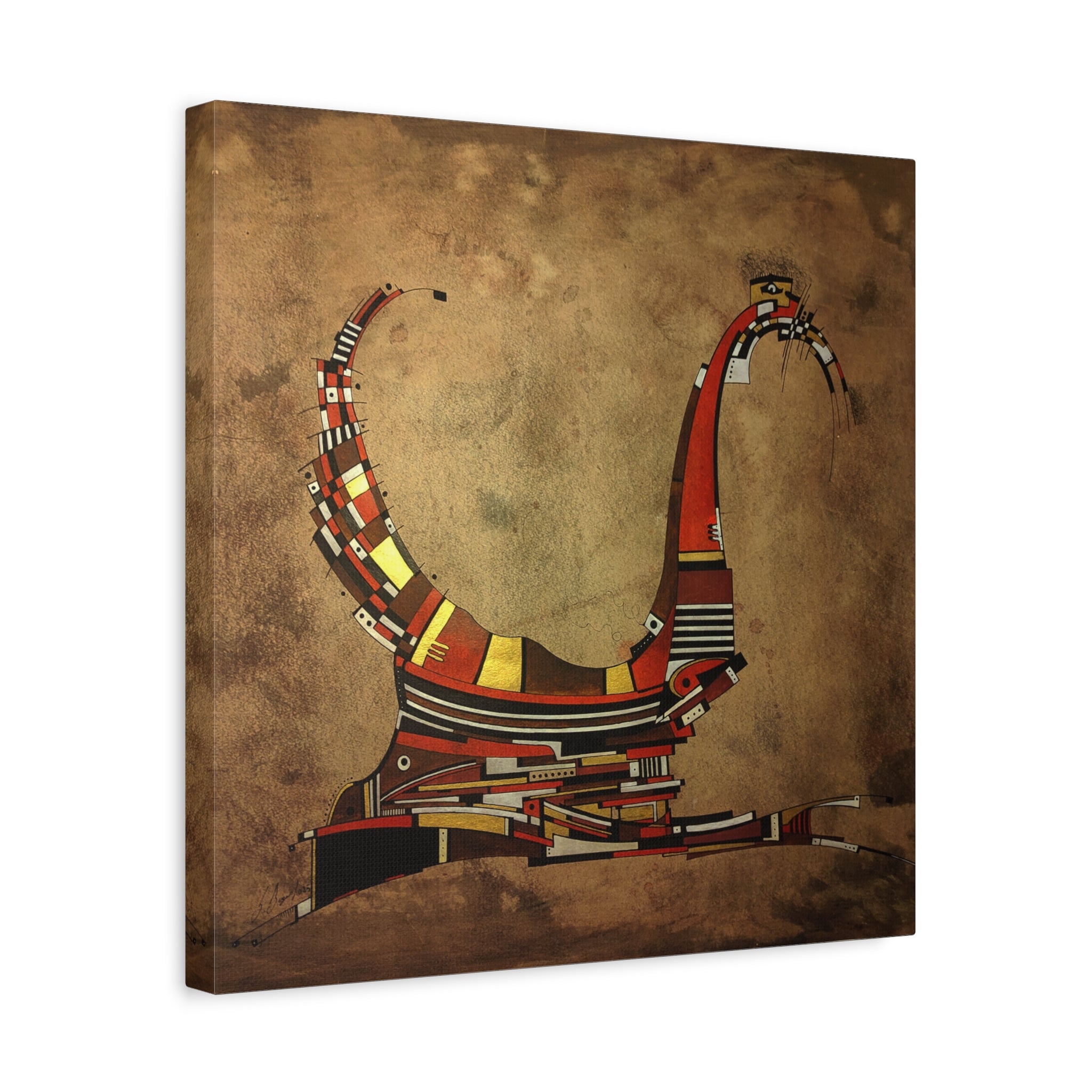 Figurative Geometric Matte Canvas Art Name is "Simurg"