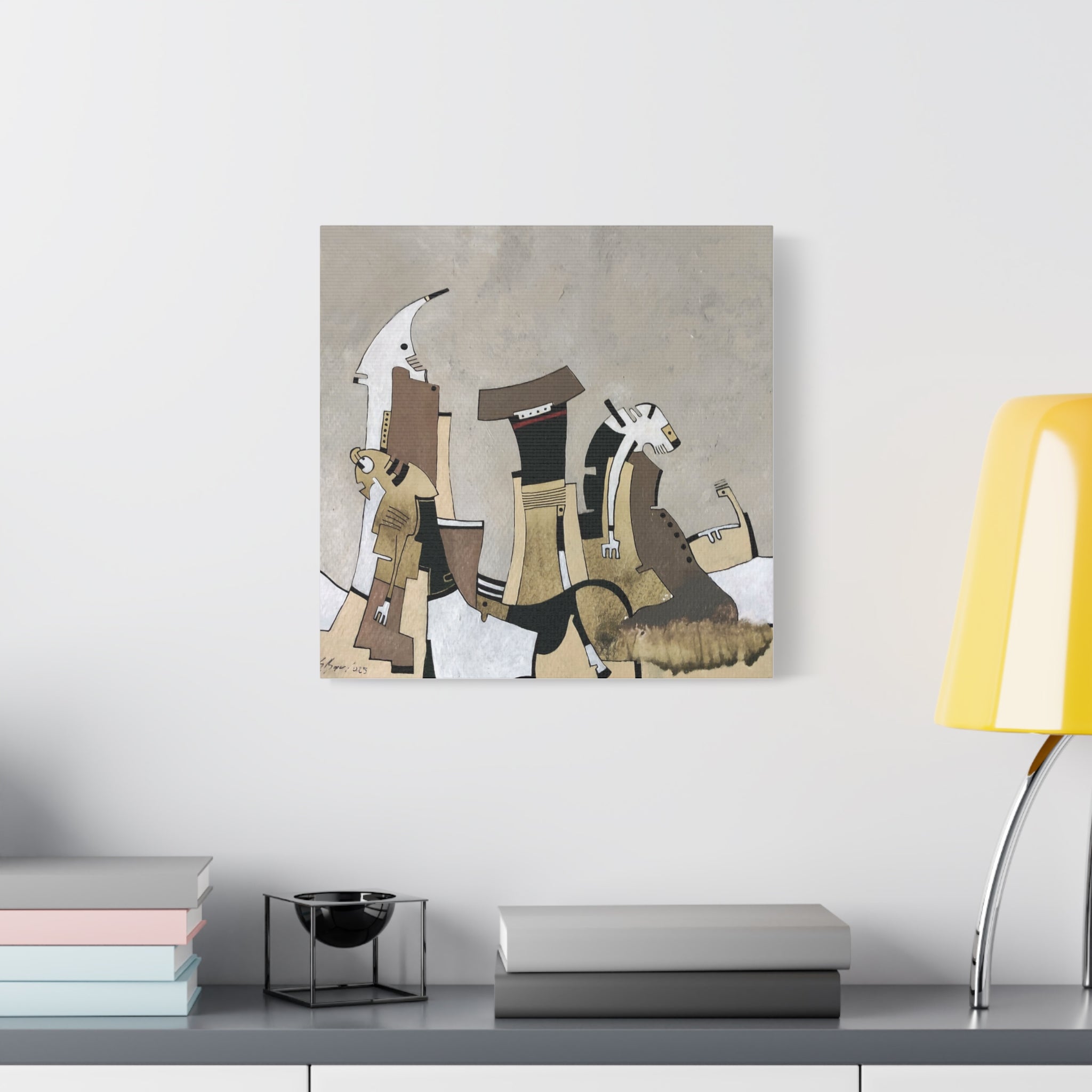 Figurative Geometric Matte Canvas Art Name is "Other Worlds"