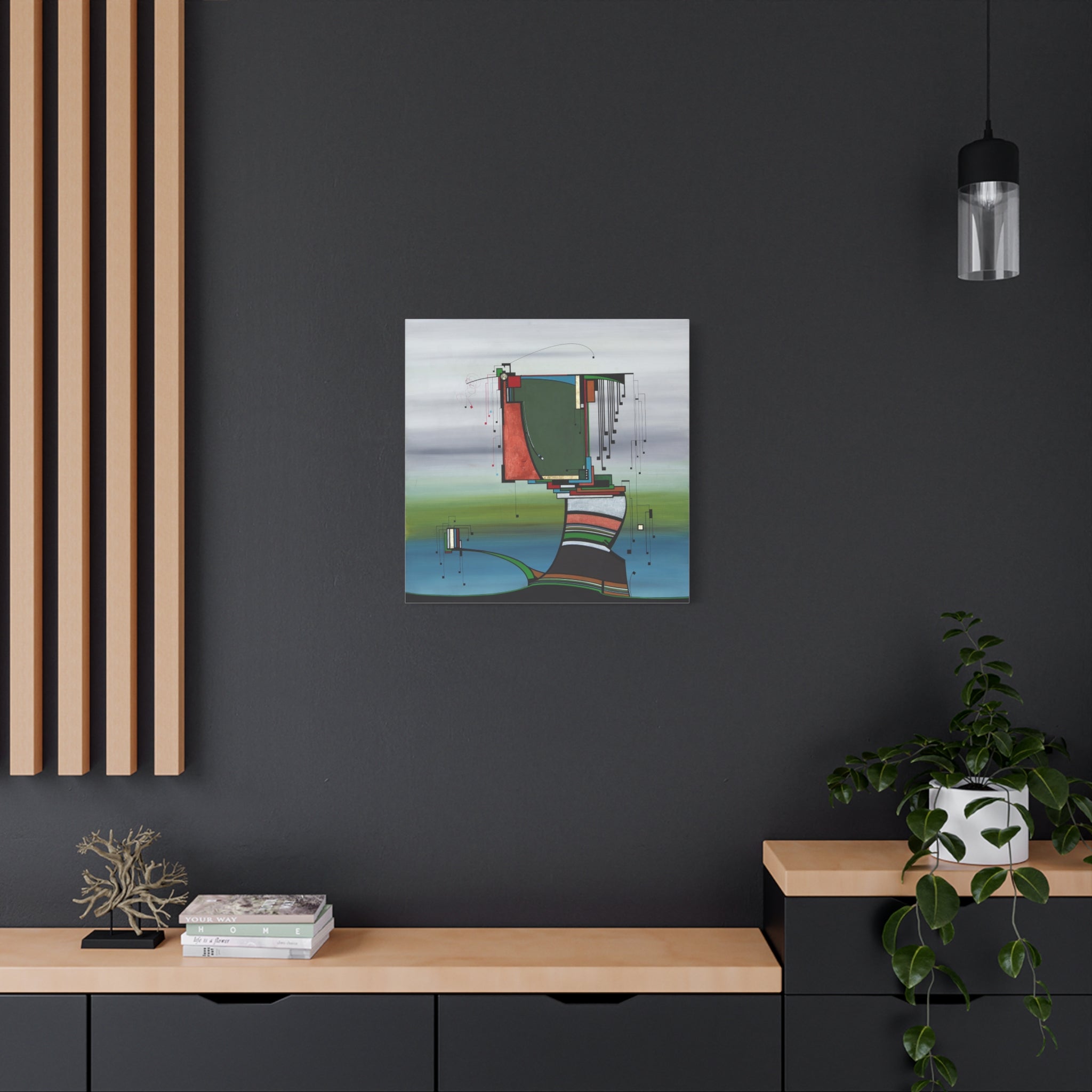 Figurative Geometric Matte Canvas Art Name is "Olive Tree"