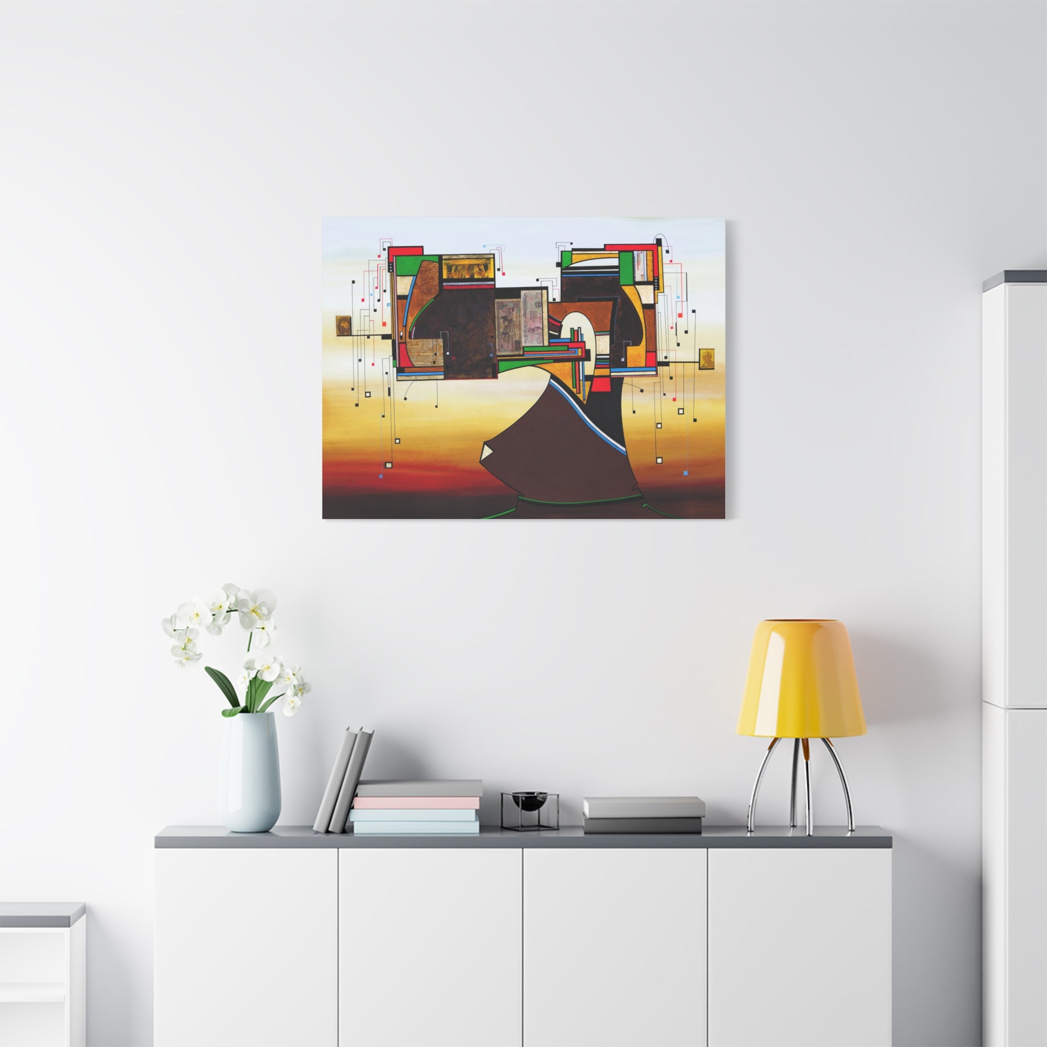 Abstract Geometric Matte Canvas Art Name is "Dame Nature"