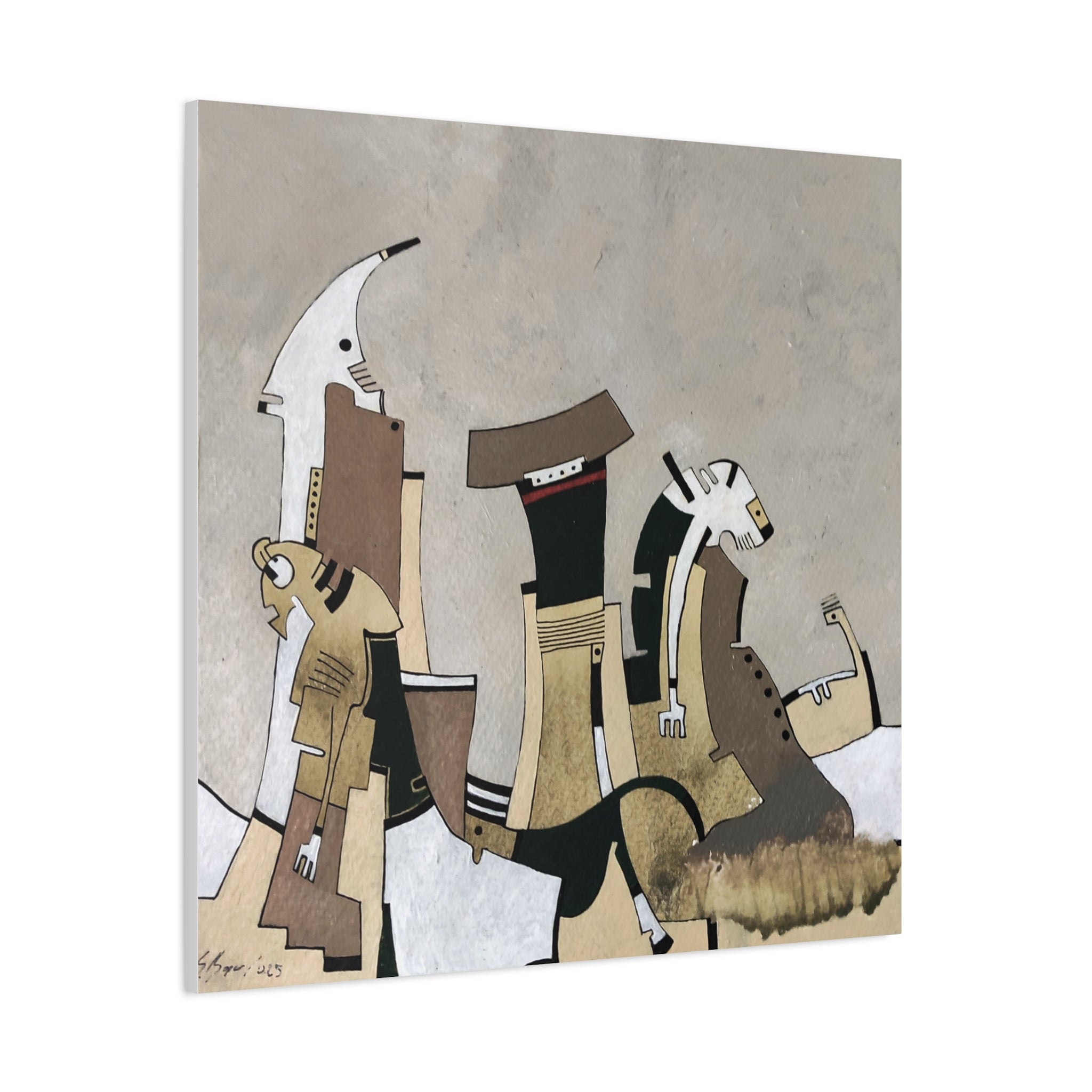 Figurative Geometric Matte Canvas Art Name is "Other Worlds"