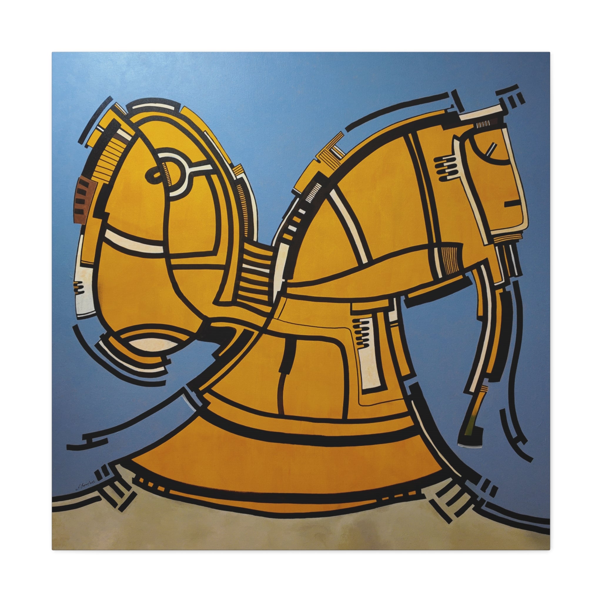 Figurative Geometric Matte Canvas Art Name is "Hitit"