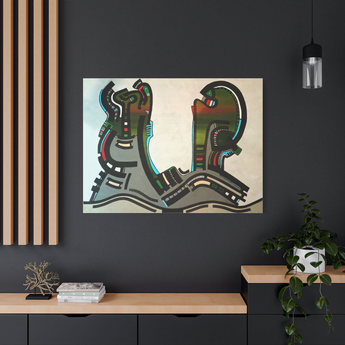 Abstract Geometric Matte Canvas Art Name is "Gen"