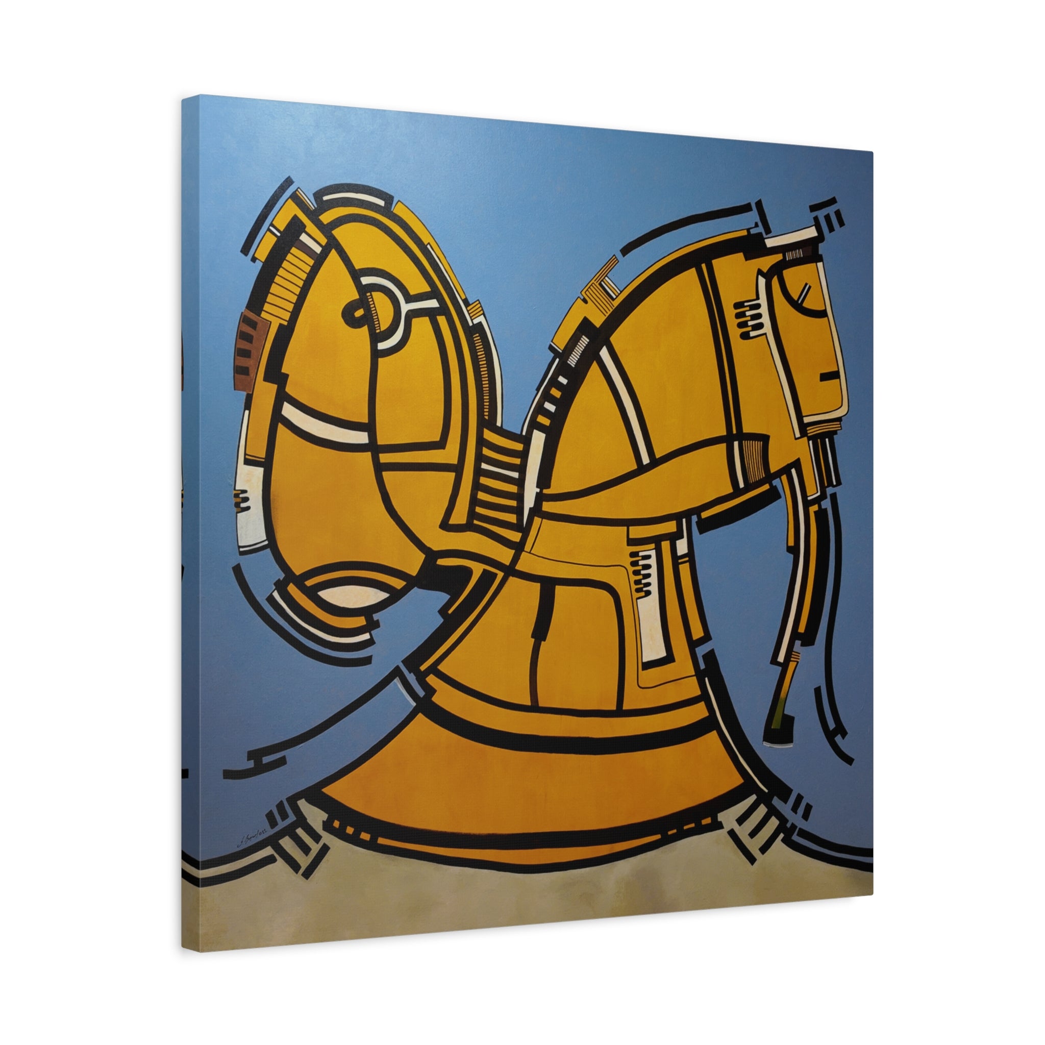Figurative Geometric Matte Canvas Art Name is "Hitit"
