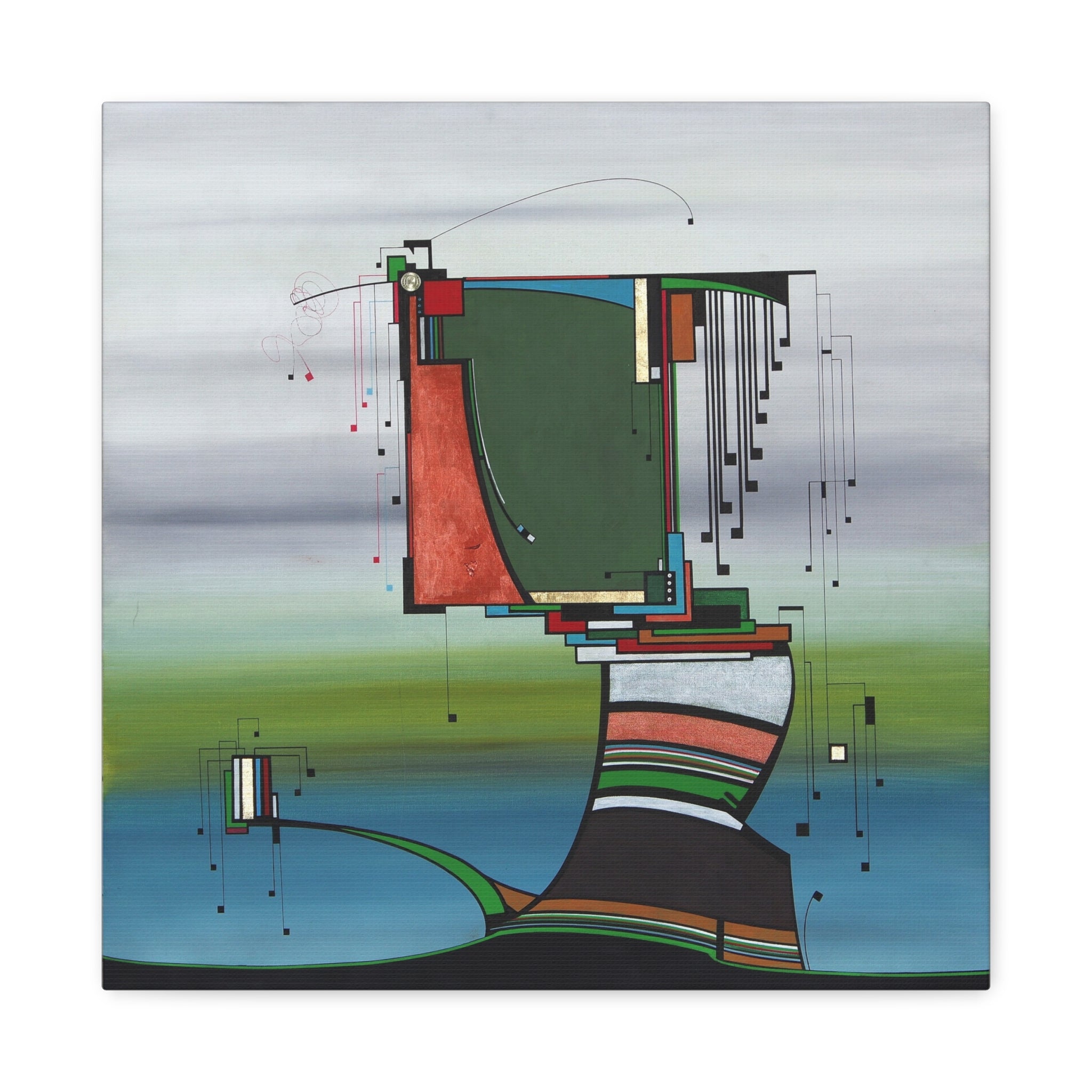 Figurative Geometric Matte Canvas Art Name is "Olive Tree"