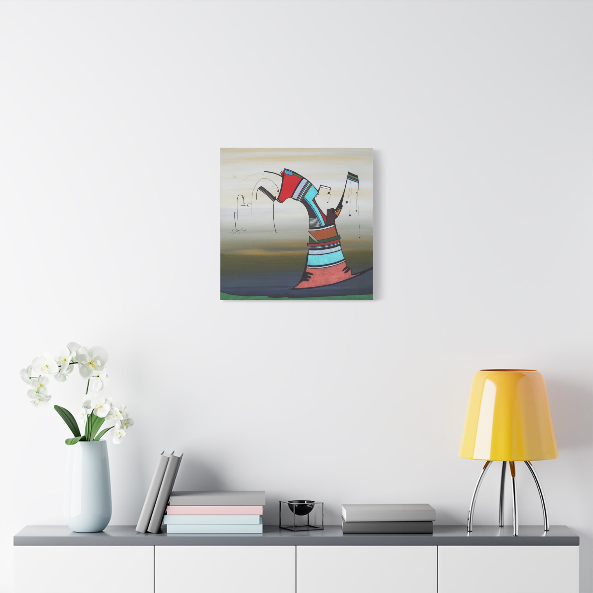 Copy of Figurative Geometric Matte Canvas Art Name is "Praying Mantis"