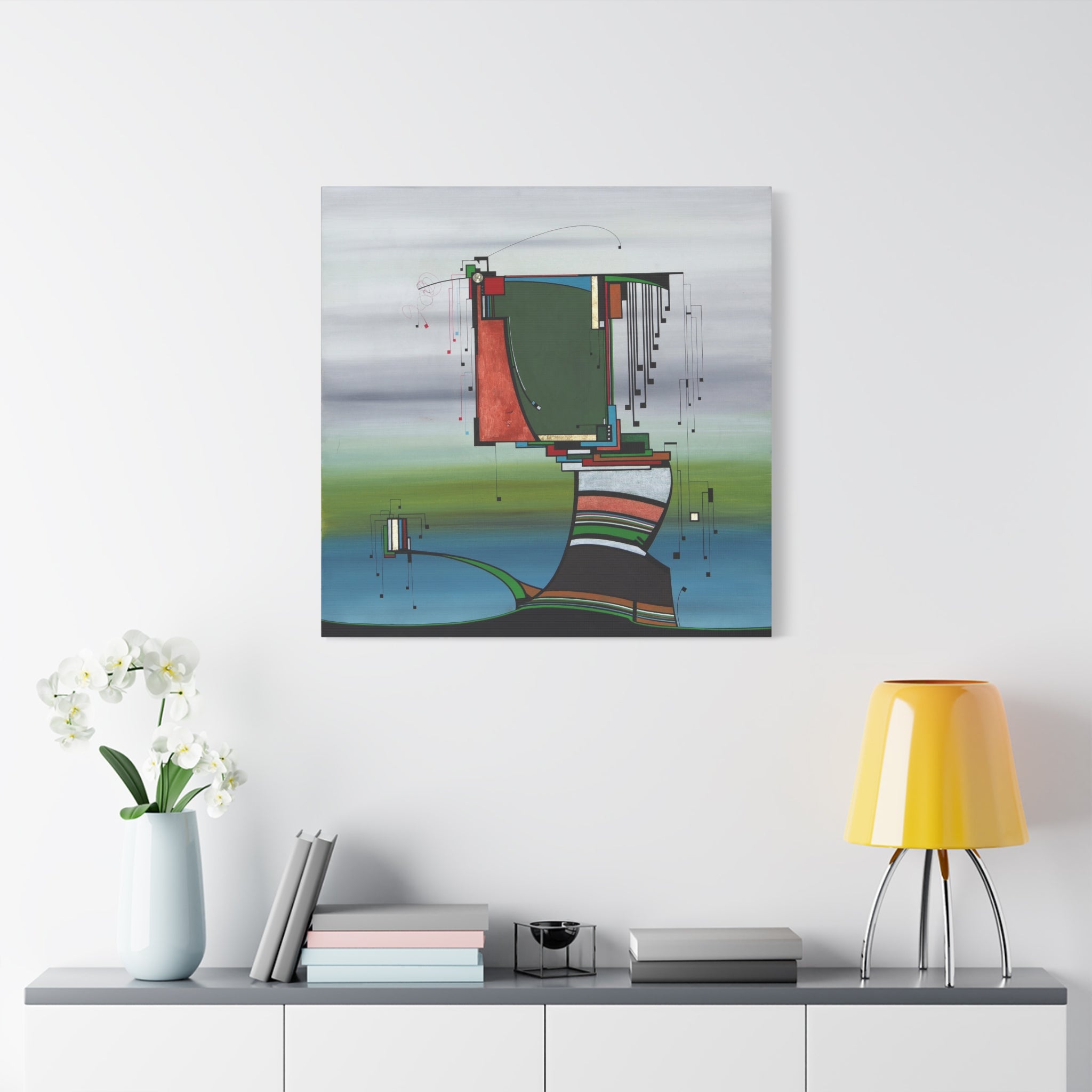 Figurative Geometric Matte Canvas Art Name is "Olive Tree"