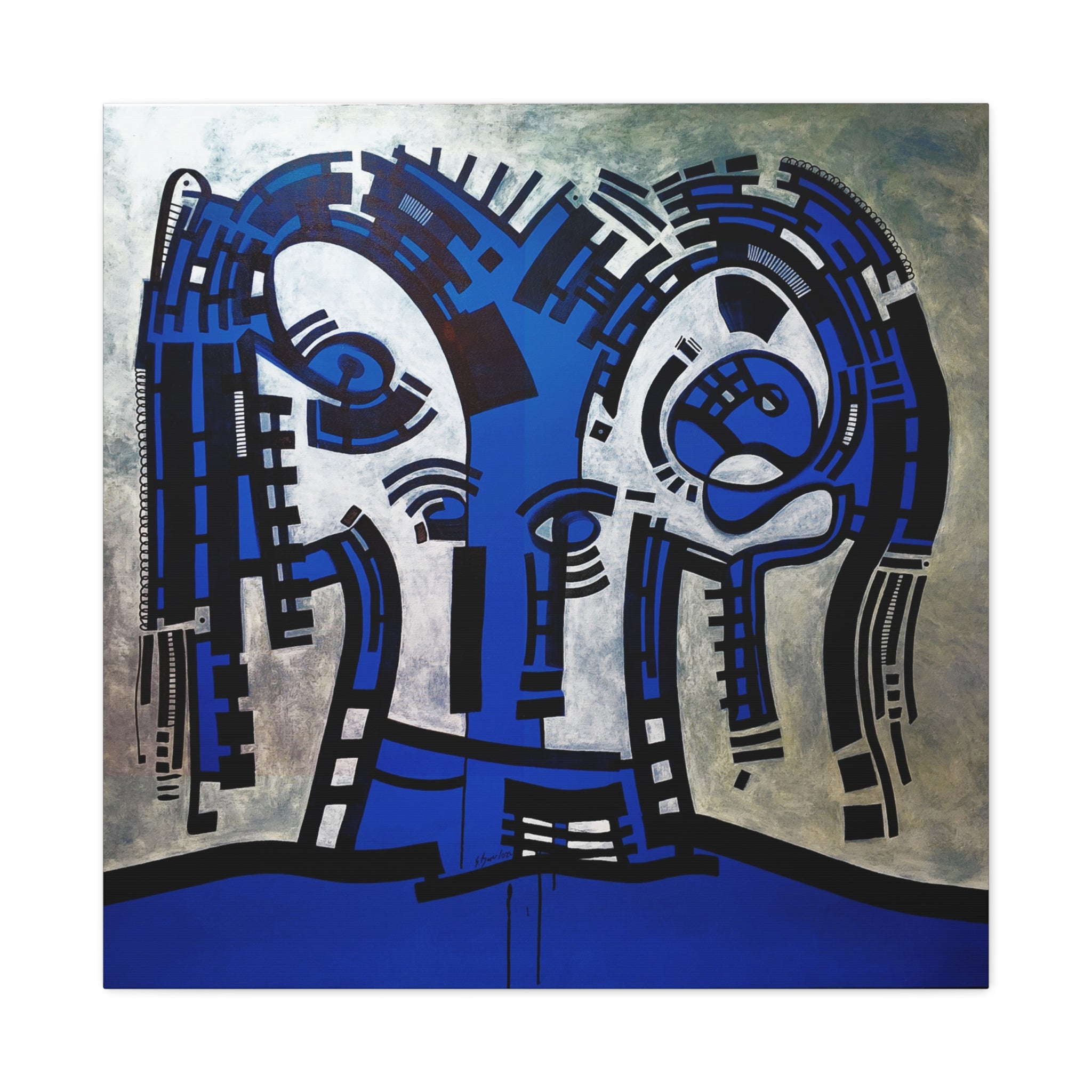 Figurative Geometric Matte Canvas Art Name is "The Guest Inside Me"