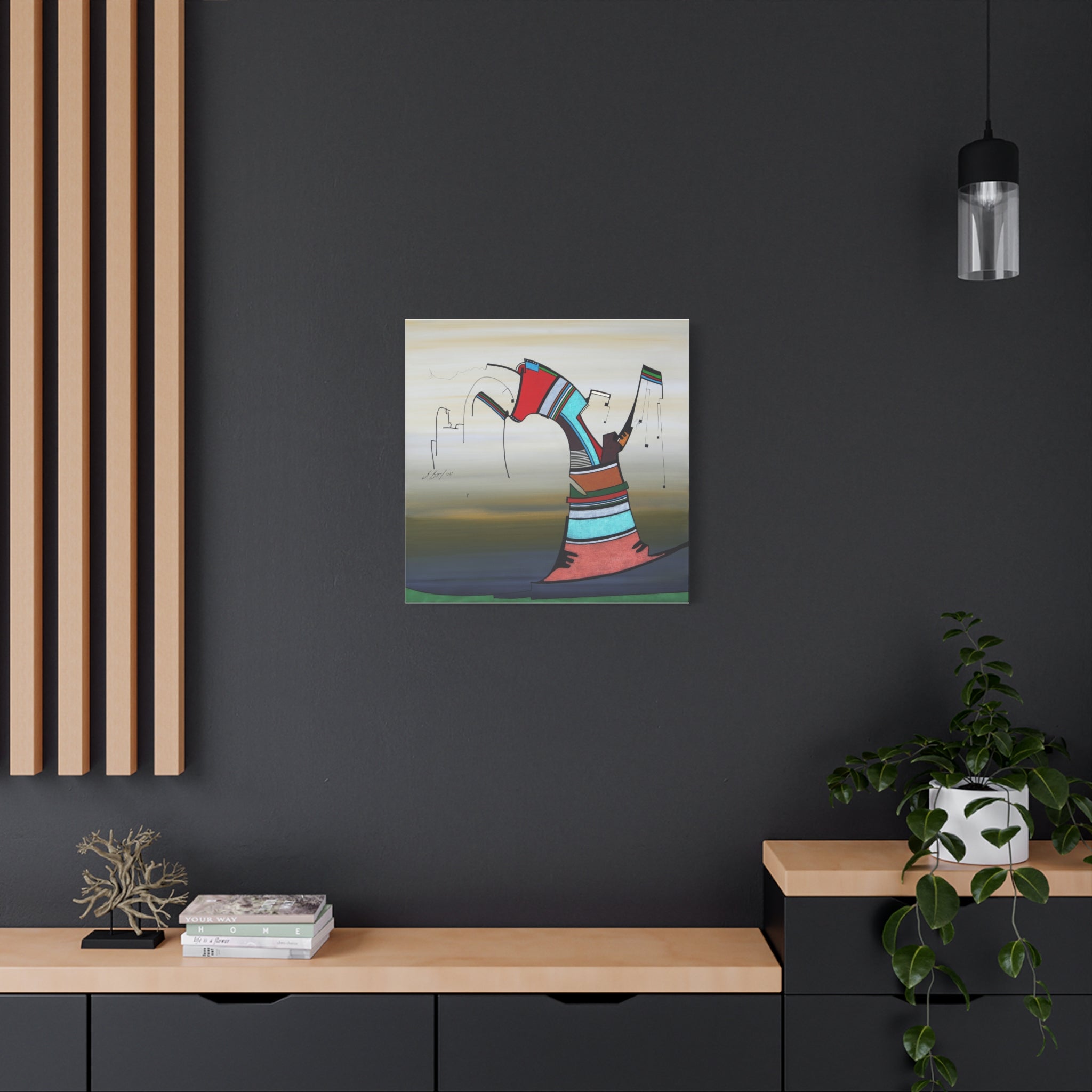 Copy of Figurative Geometric Matte Canvas Art Name is "Praying Mantis"