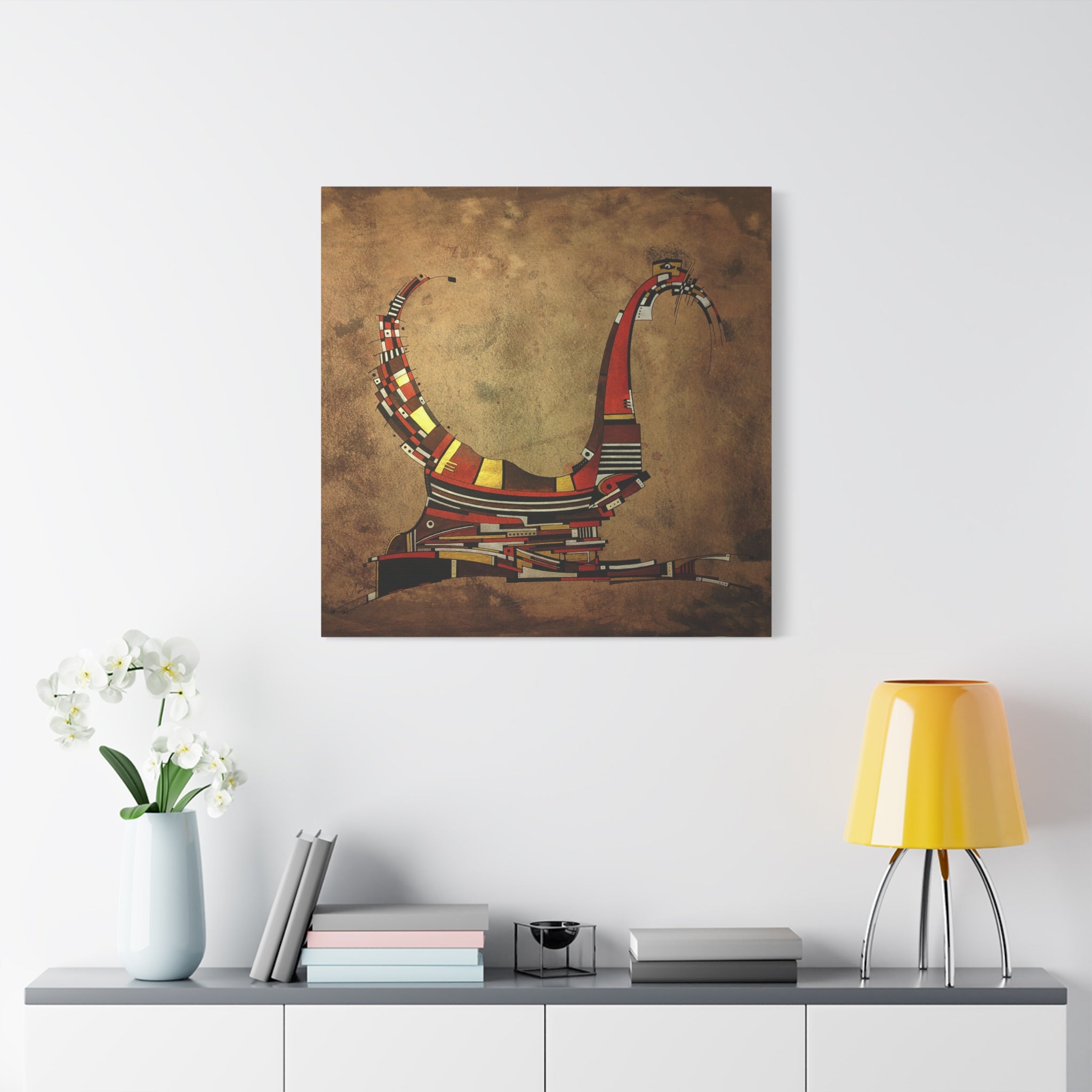Figurative Geometric Matte Canvas Art Name is "Simurg"
