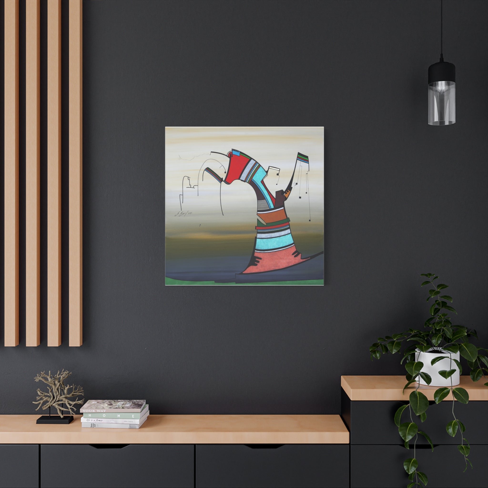 Copy of Figurative Geometric Matte Canvas Art Name is "Praying Mantis"