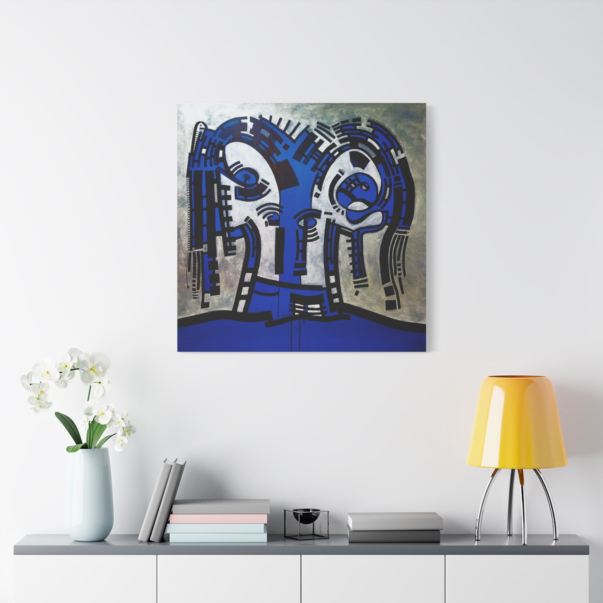 Figurative Geometric Matte Canvas Art Name is "The Guest Inside Me"