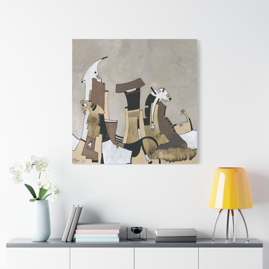 Figurative Geometric Matte Canvas Art Name is "Other Worlds"