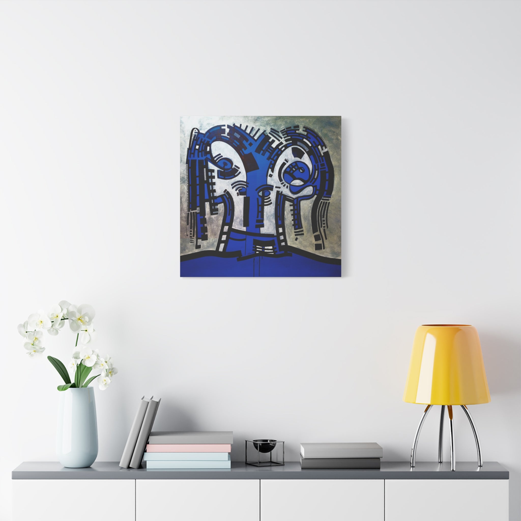 Figurative Geometric Matte Canvas Art Name is "The Guest Inside Me"