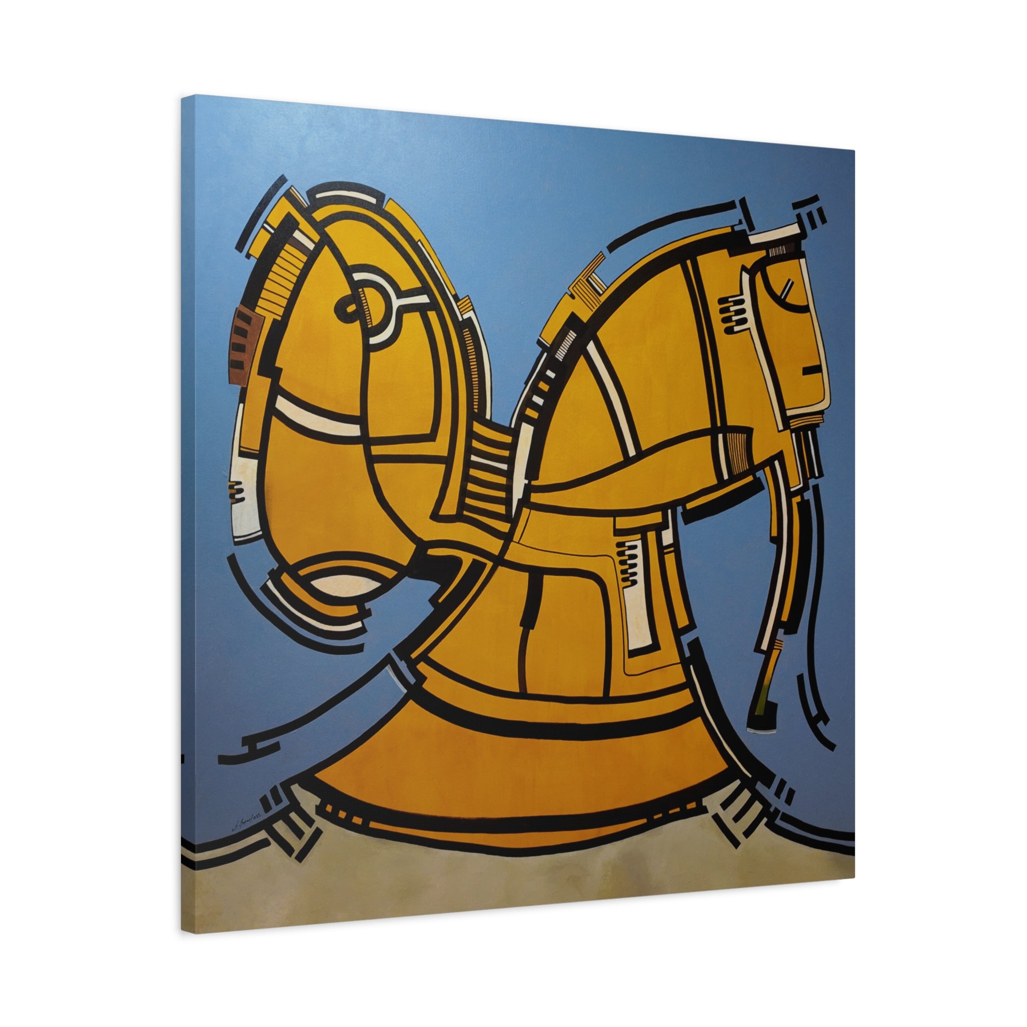 Figurative Geometric Matte Canvas Art Name is "Hitit"