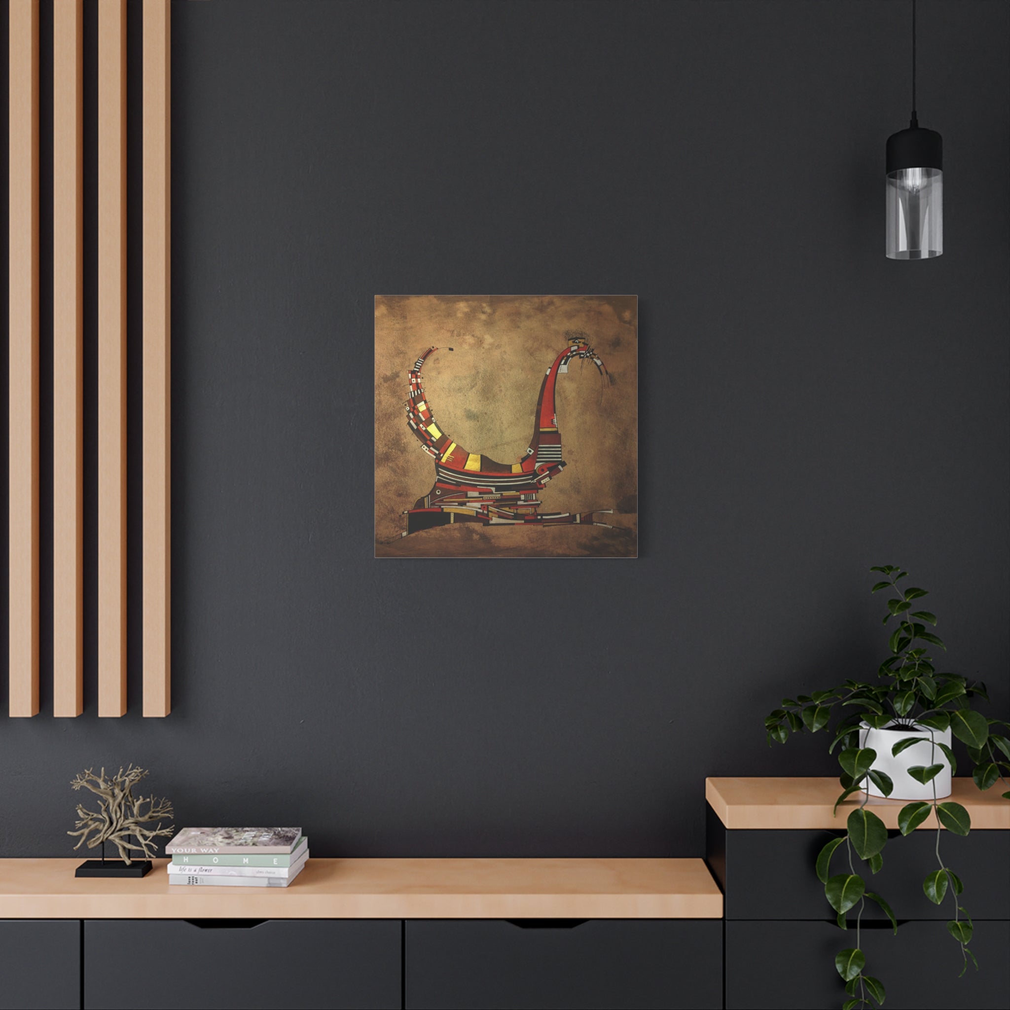 Figurative Geometric Matte Canvas Art Name is "Simurg"