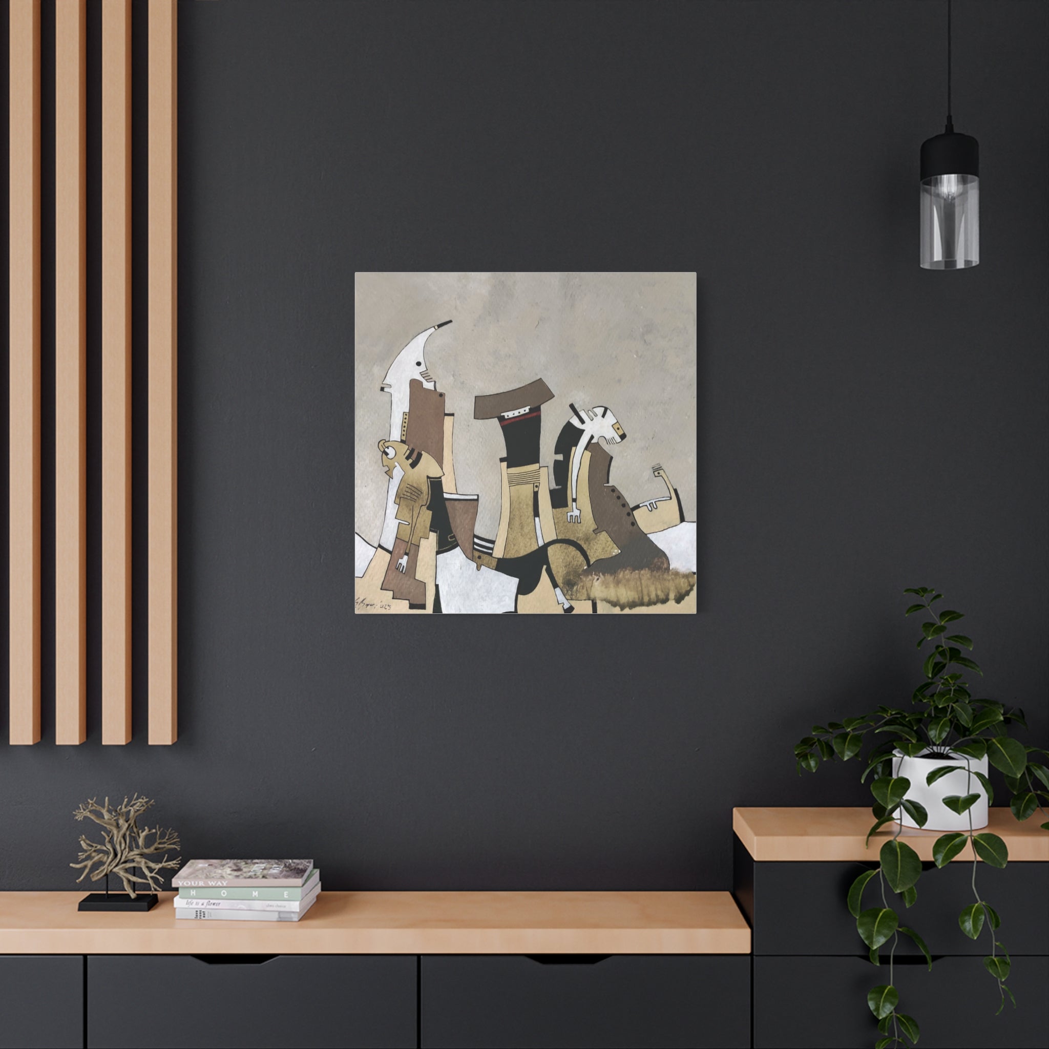 Figurative Geometric Matte Canvas Art Name is "Other Worlds"