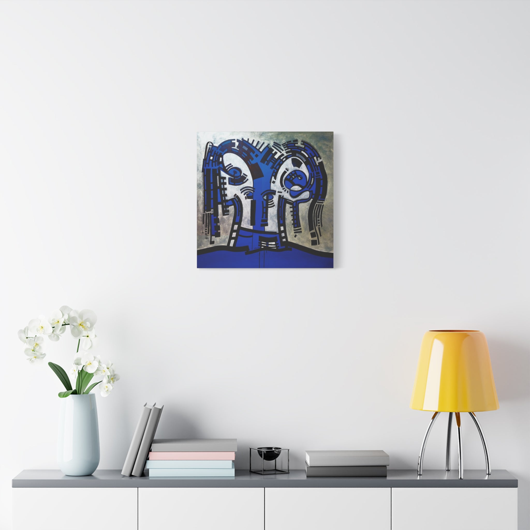 Figurative Geometric Matte Canvas Art Name is "The Guest Inside Me"