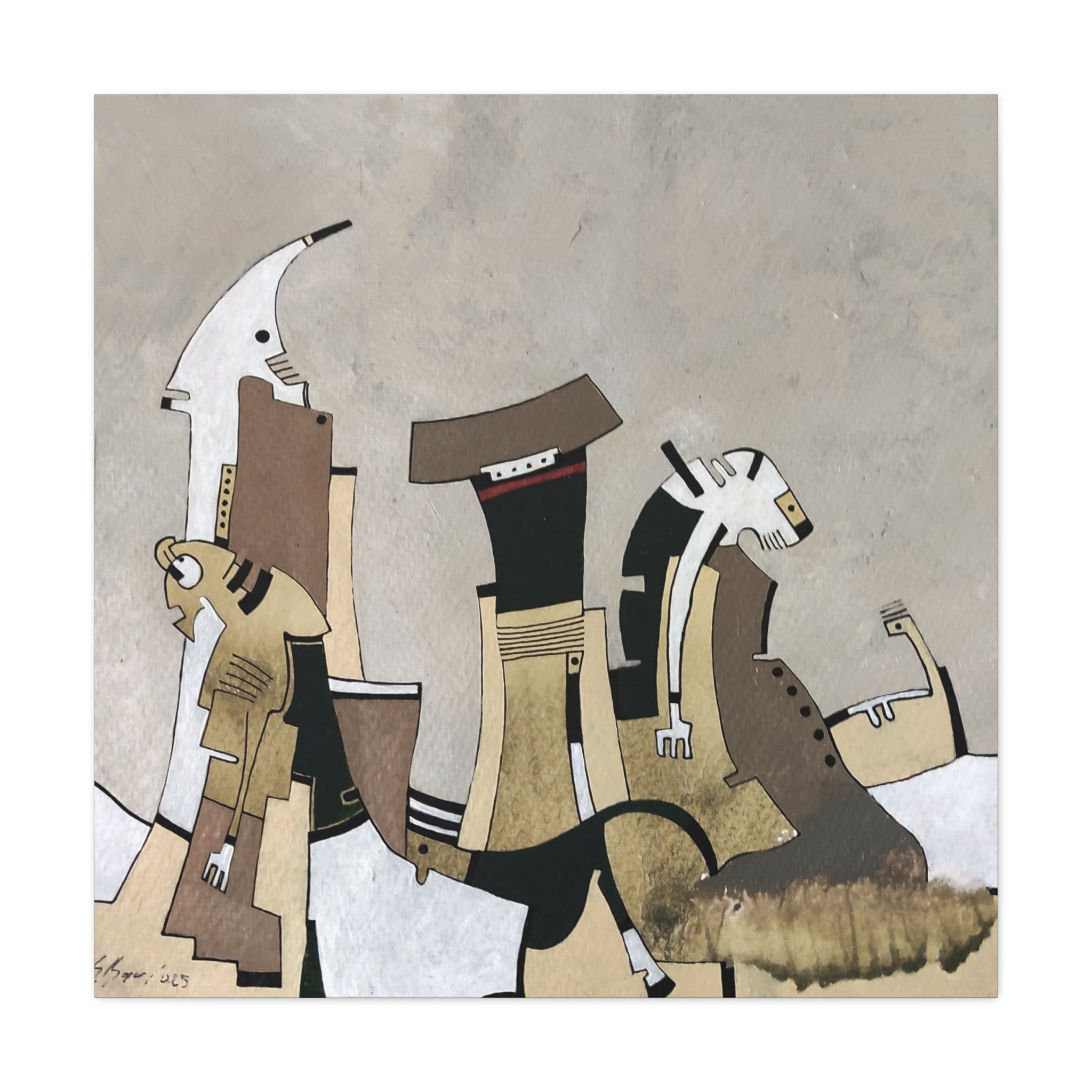 Figurative Geometric Matte Canvas Art Name is "Other Worlds"