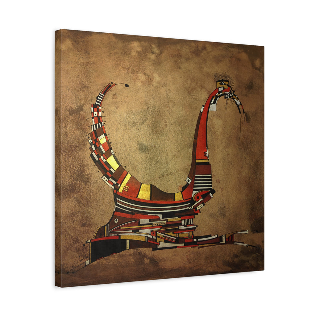 Figurative Geometric Matte Canvas Art Name is "Simurg"
