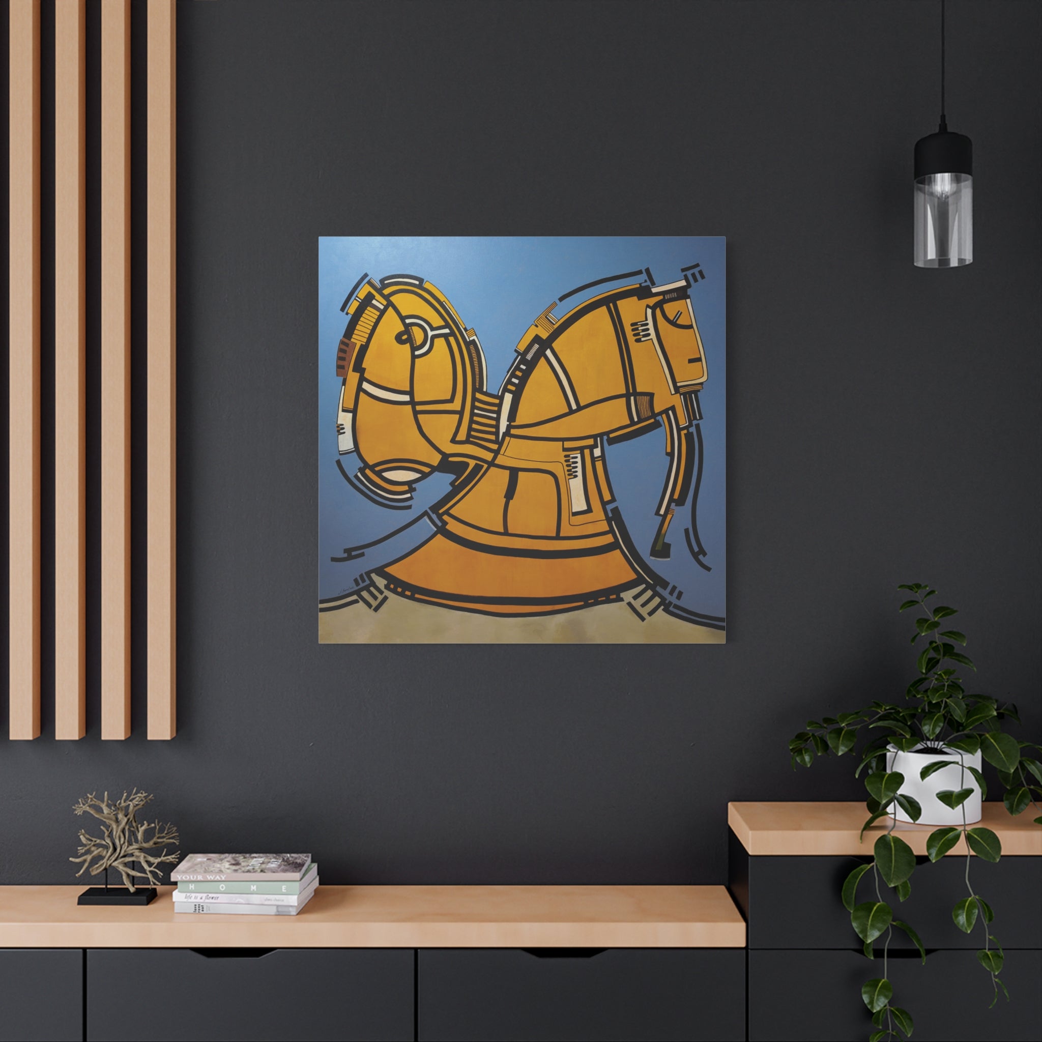 Figurative Geometric Matte Canvas Art Name is "Hitit"
