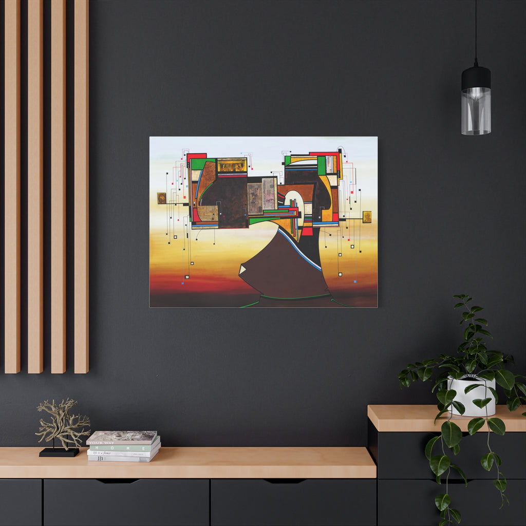 Abstract Geometric Matte Canvas Art Name is "Dame Nature"