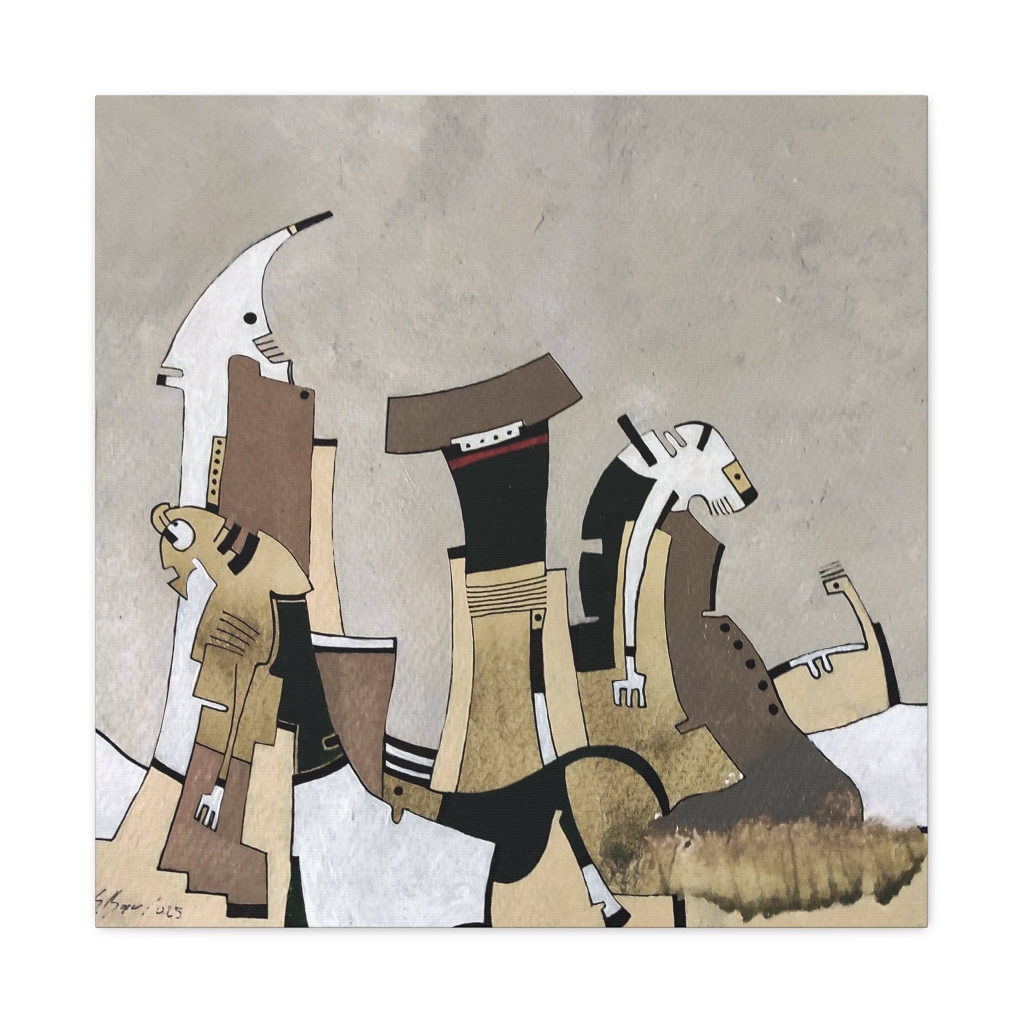 Figurative Geometric Matte Canvas Art Name is "Other Worlds"