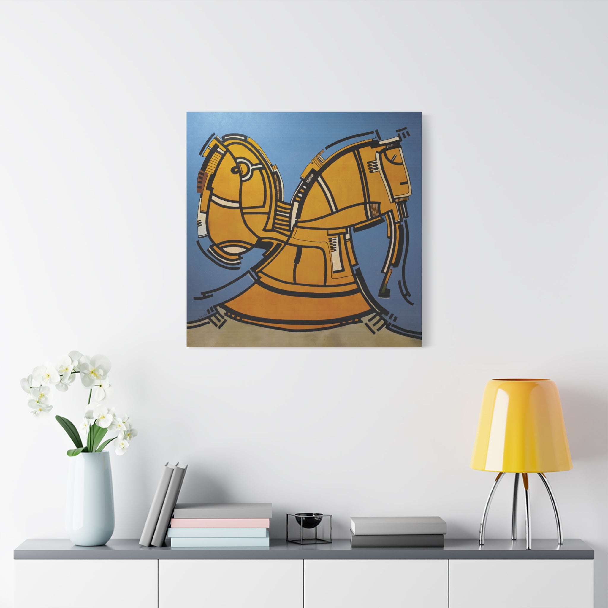 Figurative Geometric Matte Canvas Art Name is "Hitit"