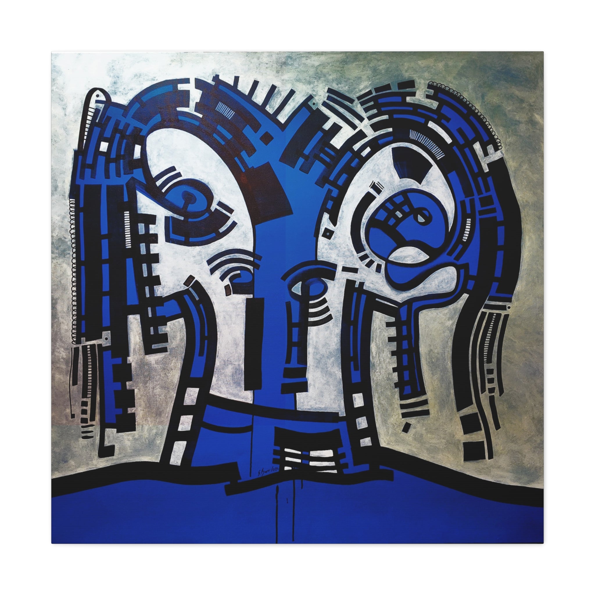Figurative Geometric Matte Canvas Art Name is "The Guest Inside Me"