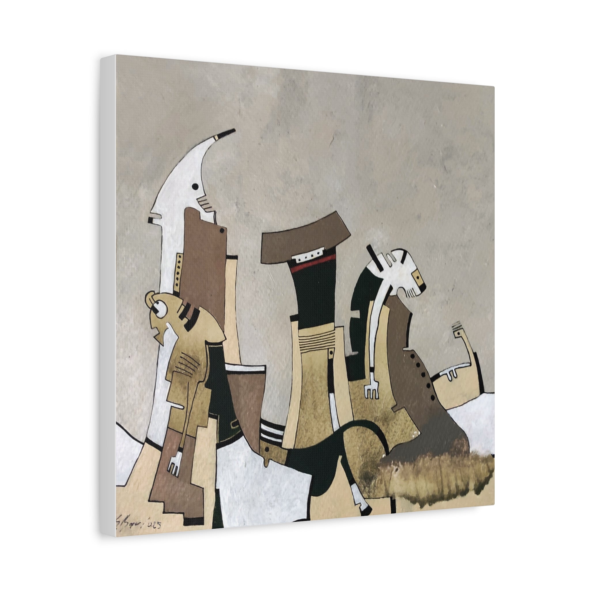 Figurative Geometric Matte Canvas Art Name is "Other Worlds"