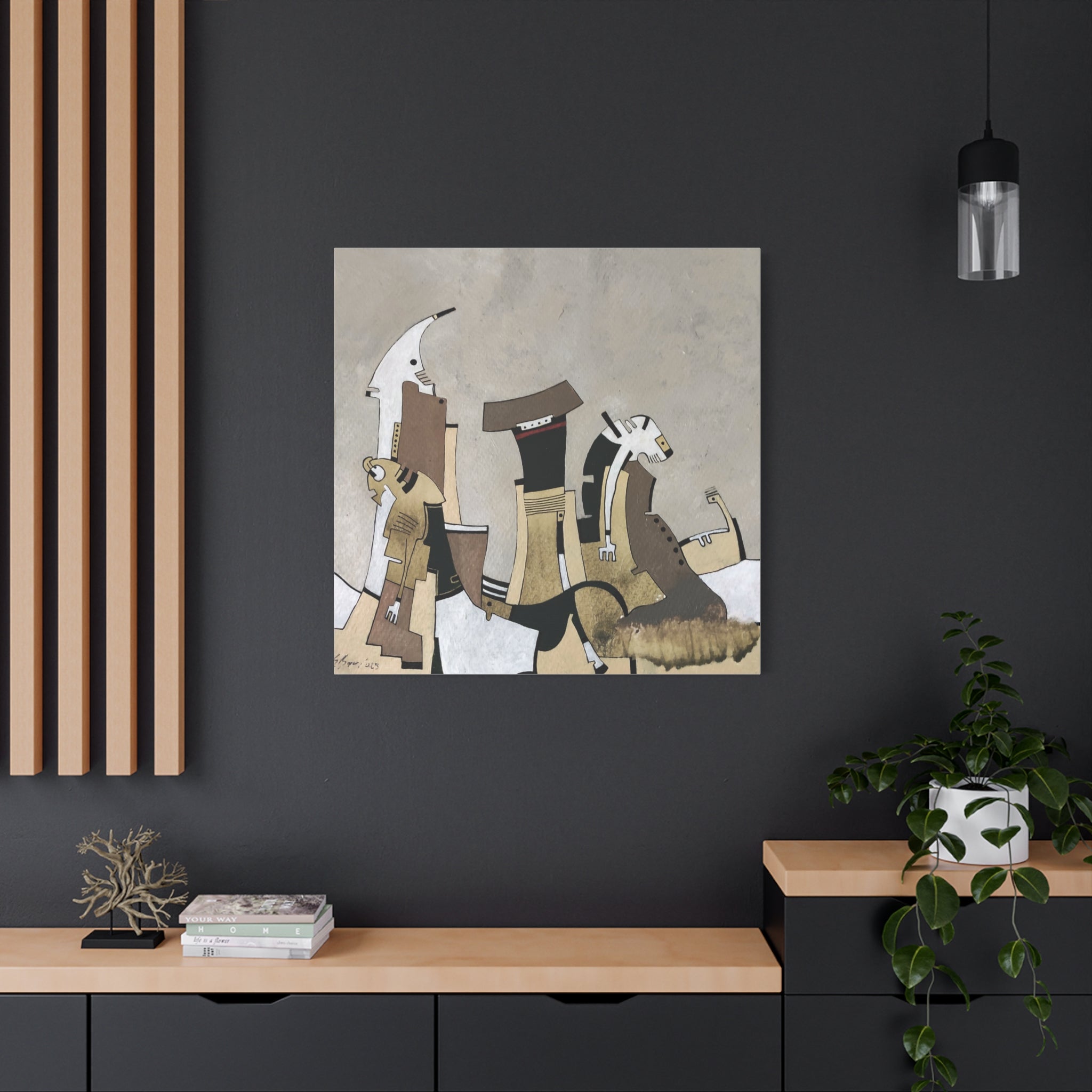 Figurative Geometric Matte Canvas Art Name is "Other Worlds"