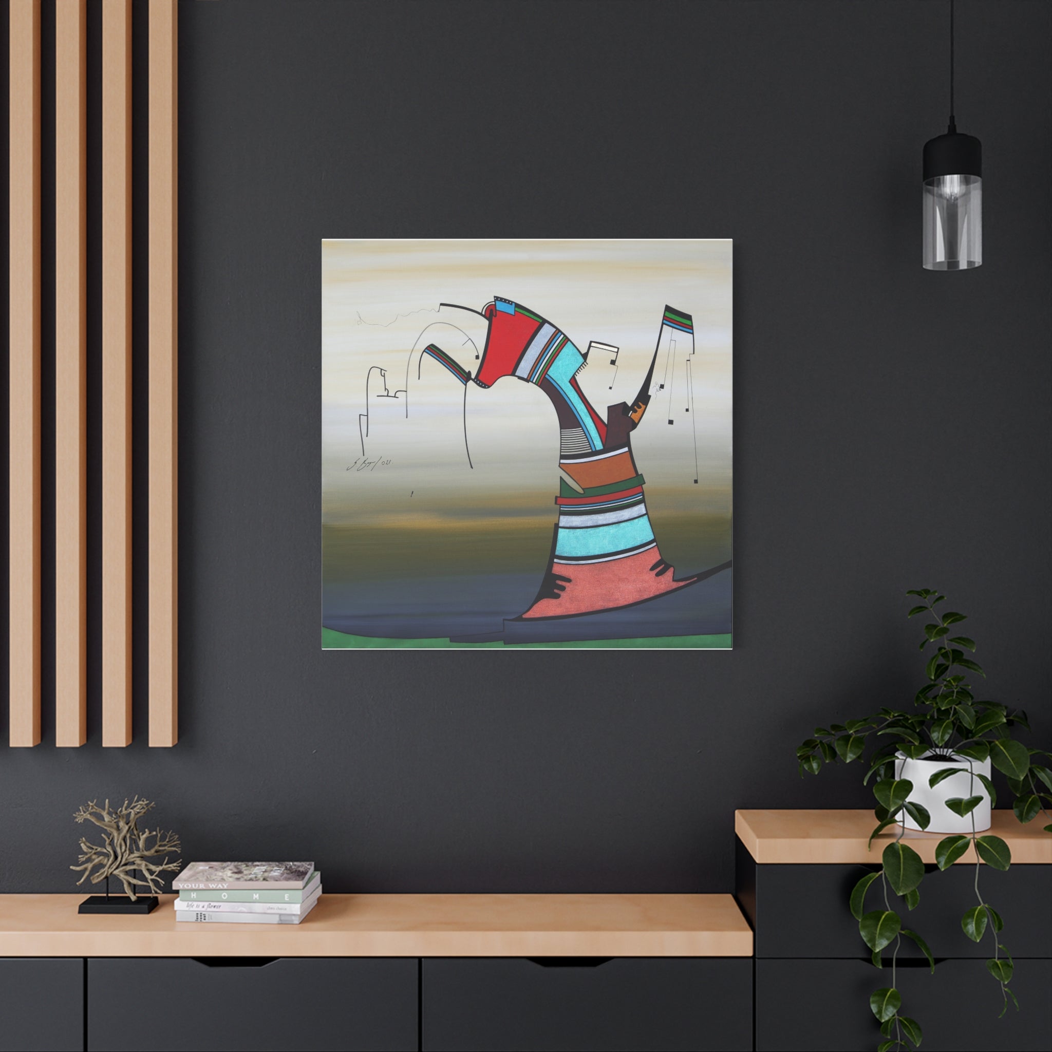 Copy of Figurative Geometric Matte Canvas Art Name is "Praying Mantis"