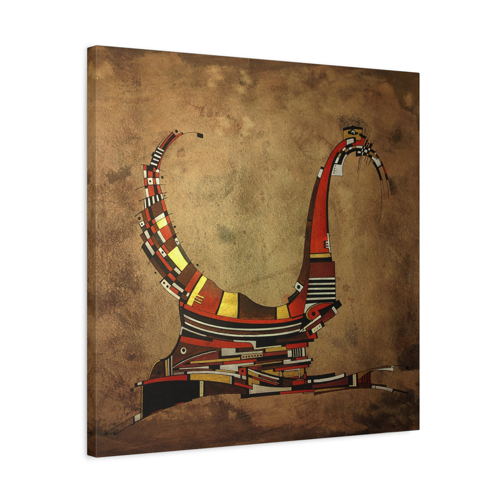Figurative Geometric Matte Canvas Art Name is "Simurg"