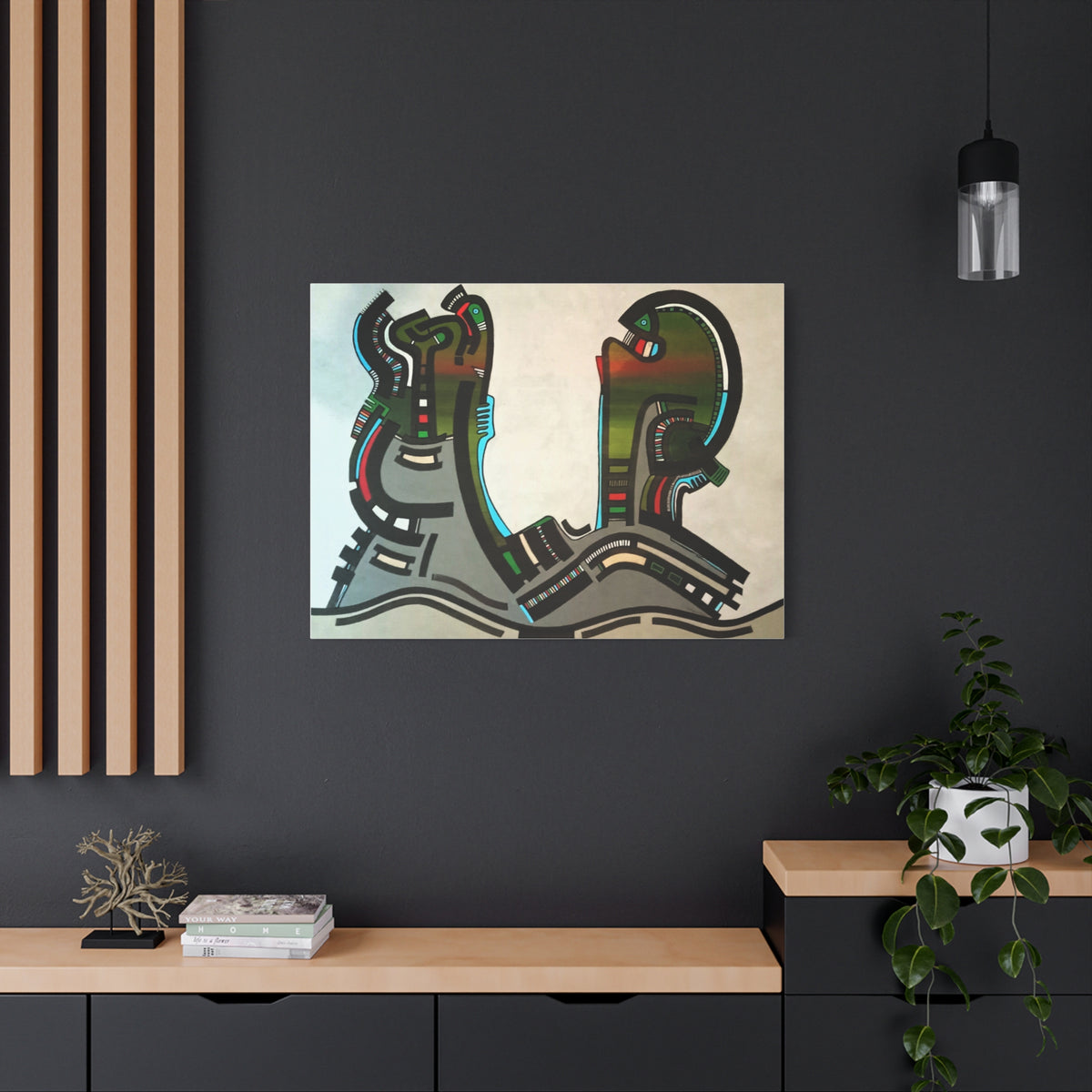 Abstract Geometric Matte Canvas Art Name is "Gen"