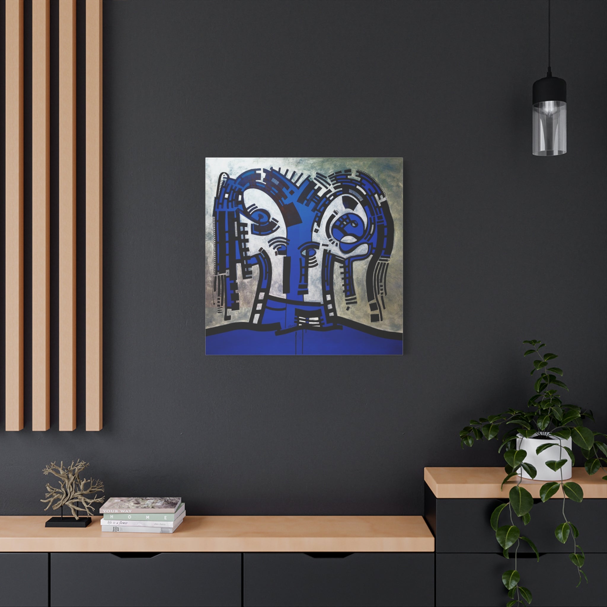 Figurative Geometric Matte Canvas Art Name is "The Guest Inside Me"