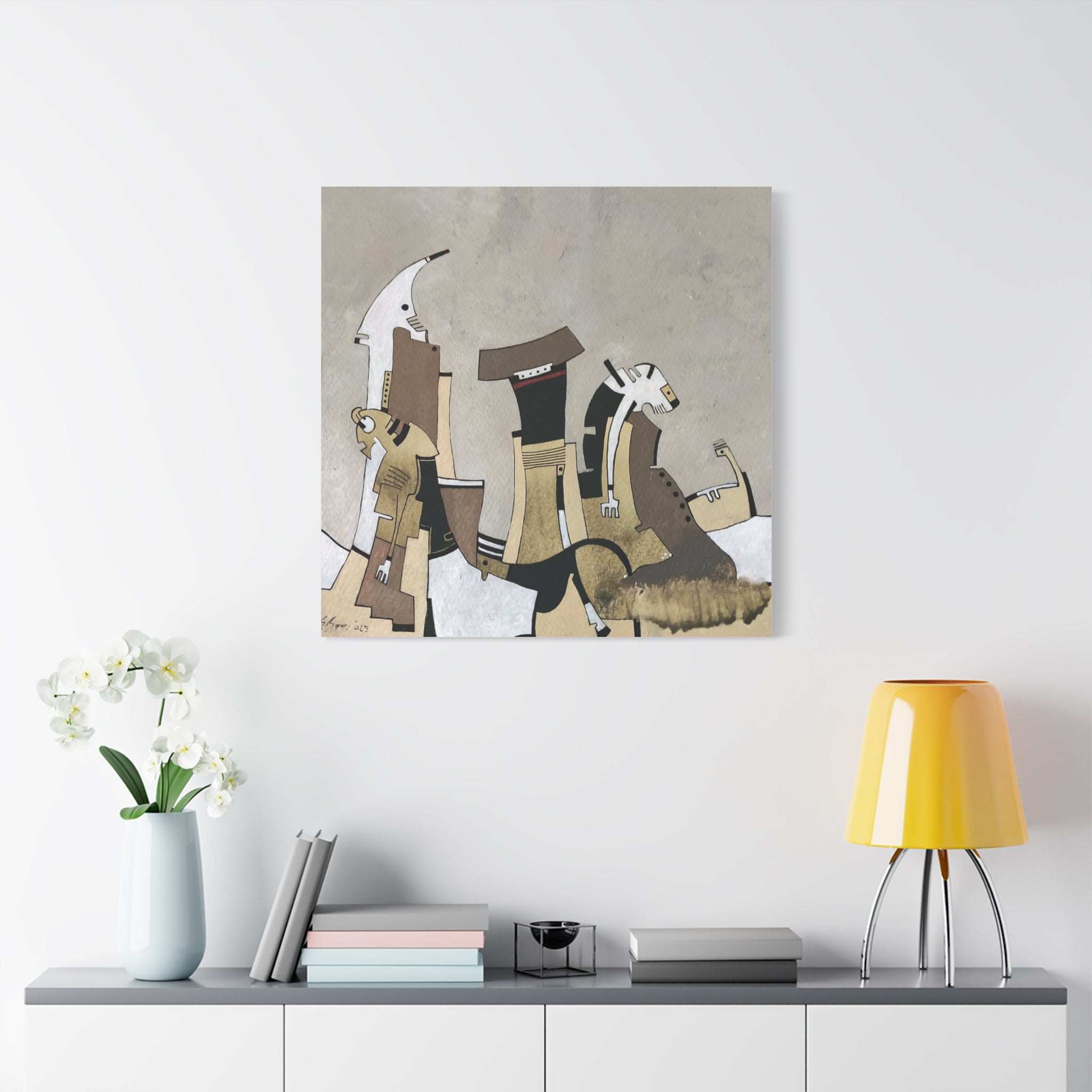 Figurative Geometric Matte Canvas Art Name is "Other Worlds"