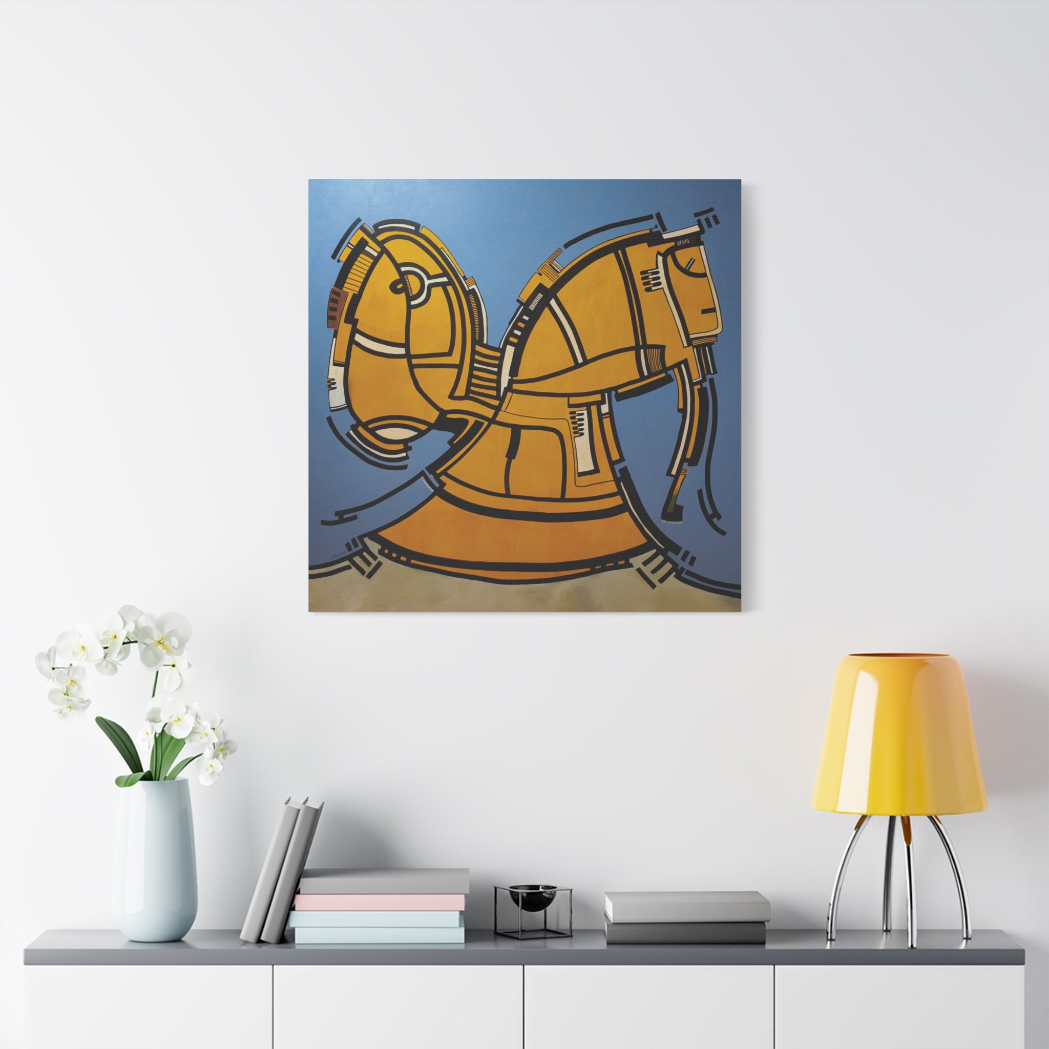 Figurative Geometric Matte Canvas Art Name is "Hitit"