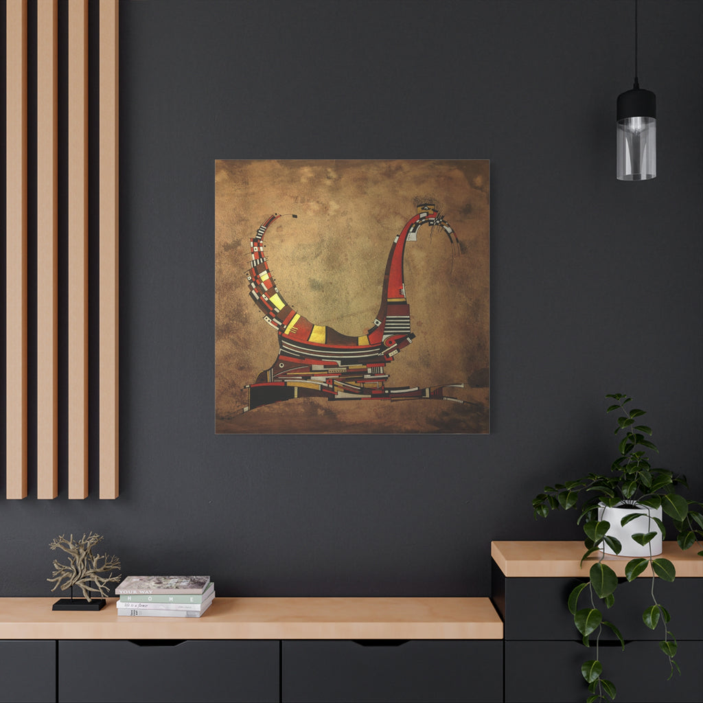 Figurative Geometric Matte Canvas Art Name is "Simurg"