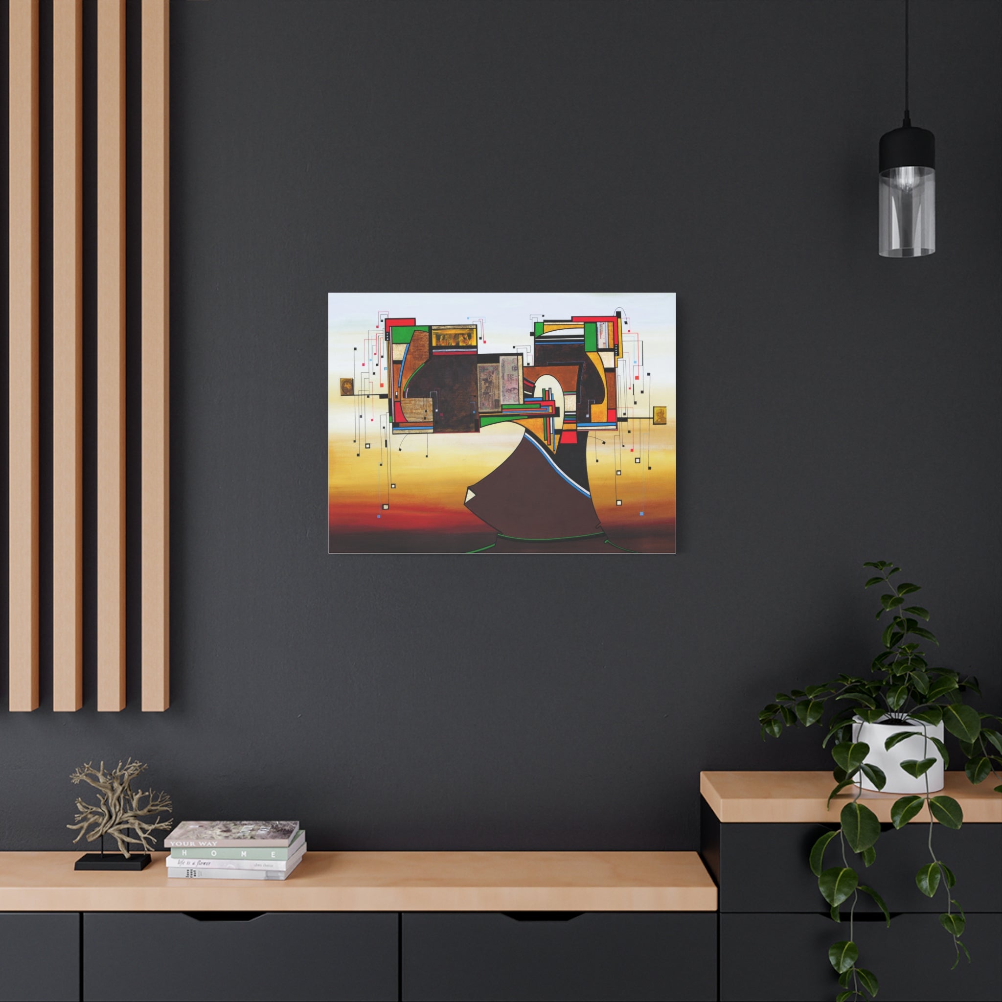 Abstract Geometric Matte Canvas Art Name is "Dame Nature"