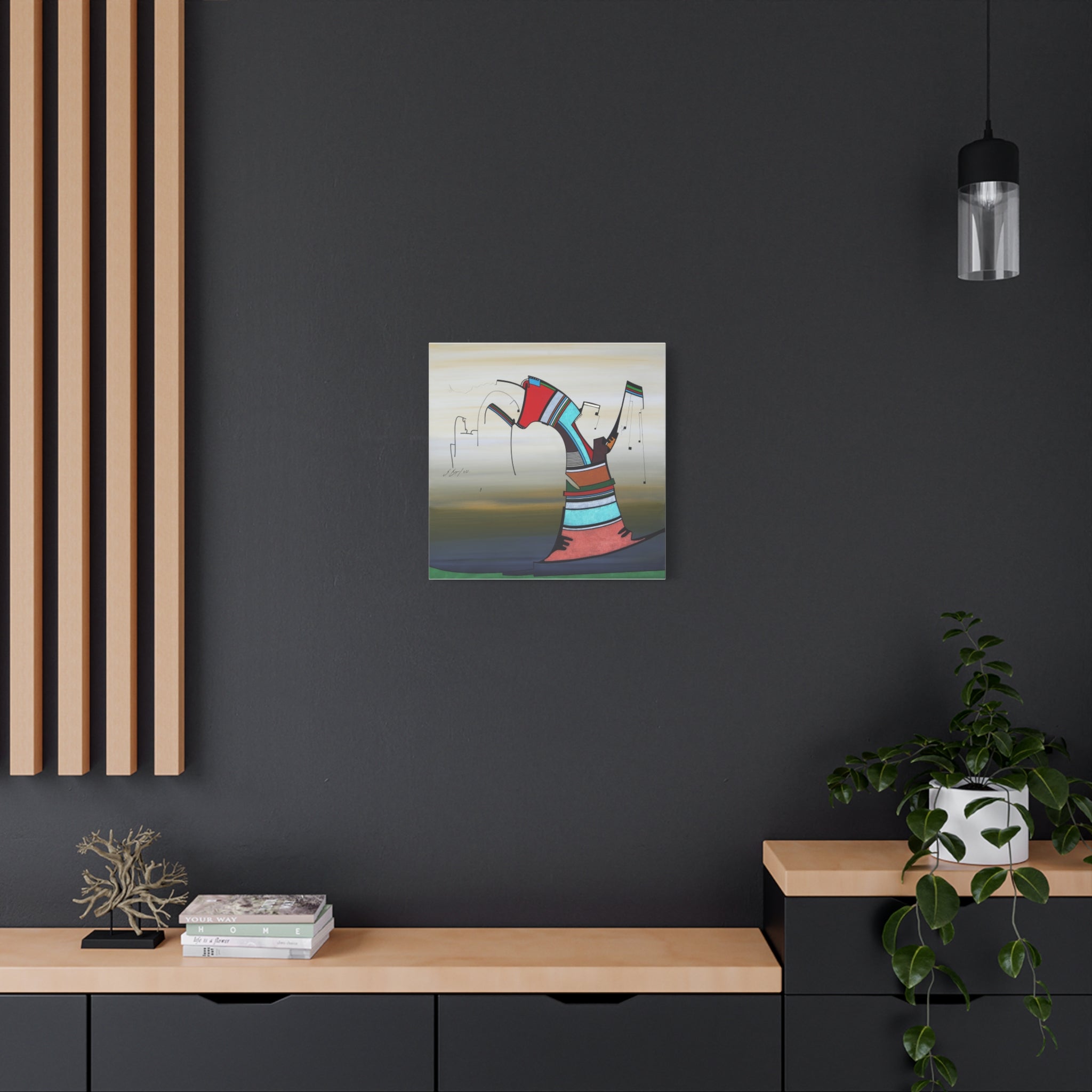 Copy of Figurative Geometric Matte Canvas Art Name is "Praying Mantis"