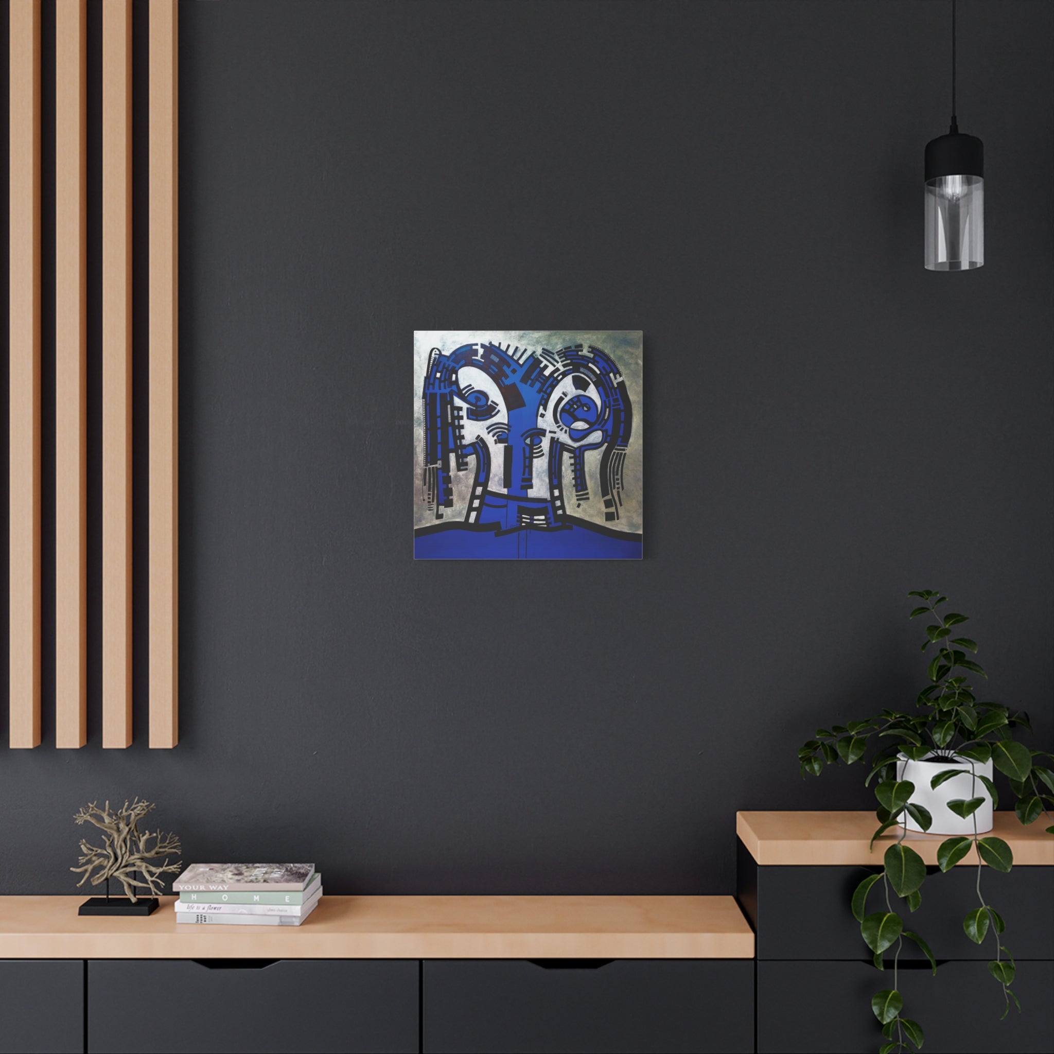 Figurative Geometric Matte Canvas Art Name is "The Guest Inside Me"
