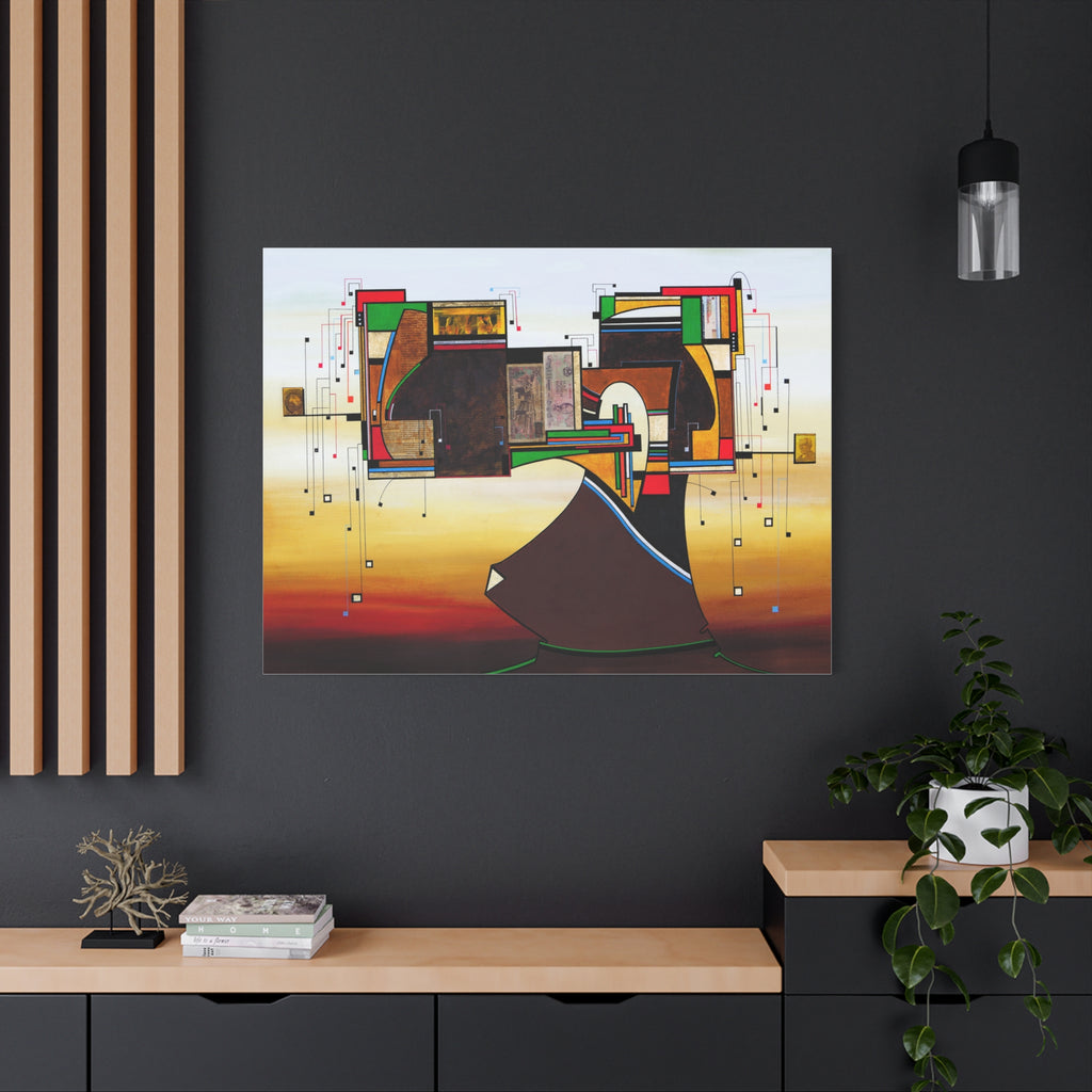 Abstract Geometric Matte Canvas Art Name is "Dame Nature"