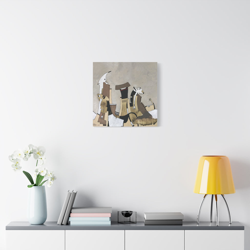 Figurative Geometric Matte Canvas Art Name is "Other Worlds"