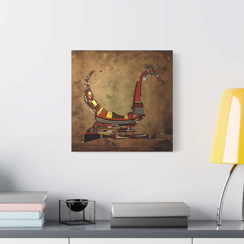 Figurative Geometric Matte Canvas Art Name is "Simurg"