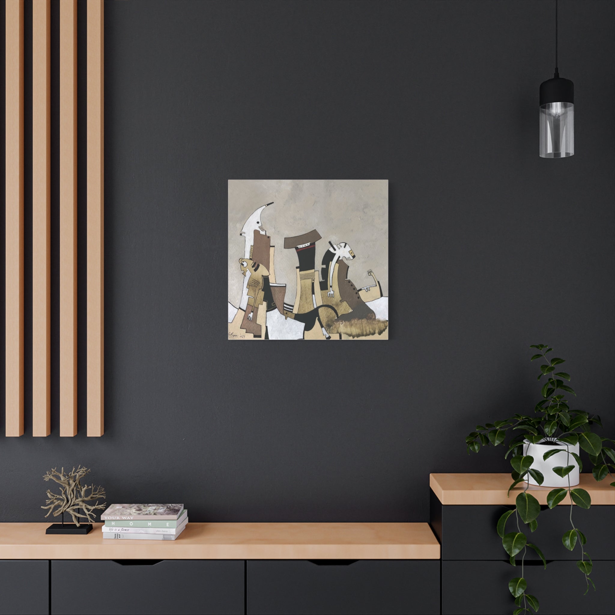 Figurative Geometric Matte Canvas Art Name is "Other Worlds"