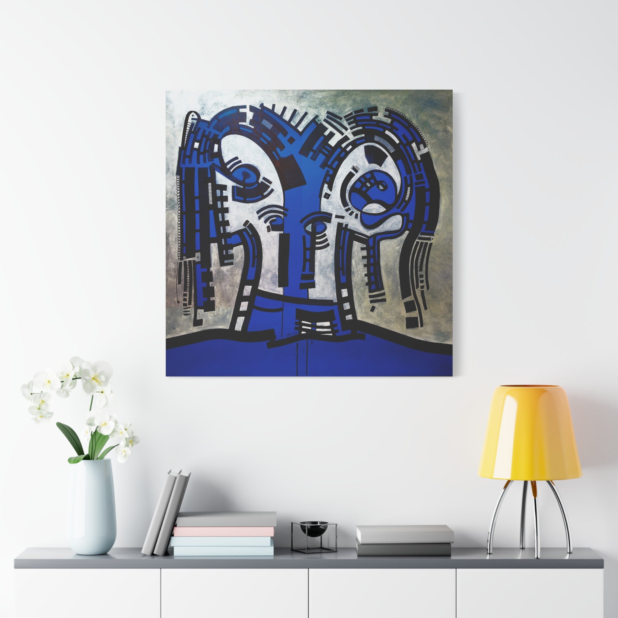 Figurative Geometric Matte Canvas Art Name is "The Guest Inside Me"