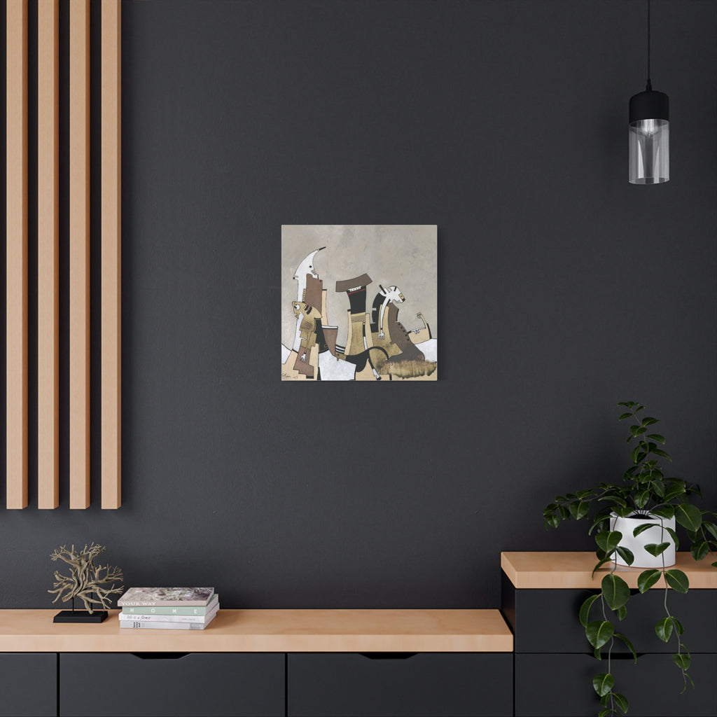 Figurative Geometric Matte Canvas Art Name is "Other Worlds"