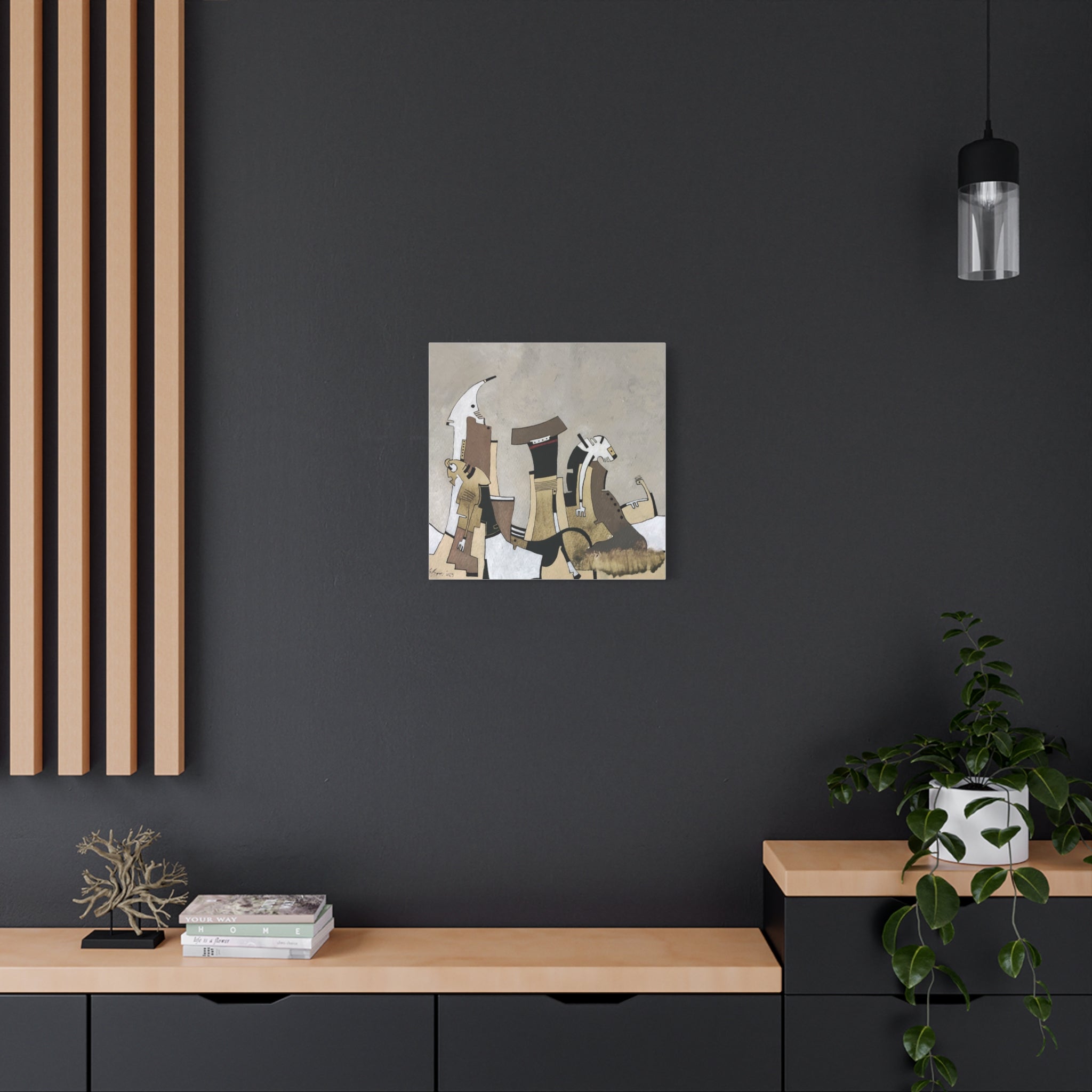 Figurative Geometric Matte Canvas Art Name is "Other Worlds"